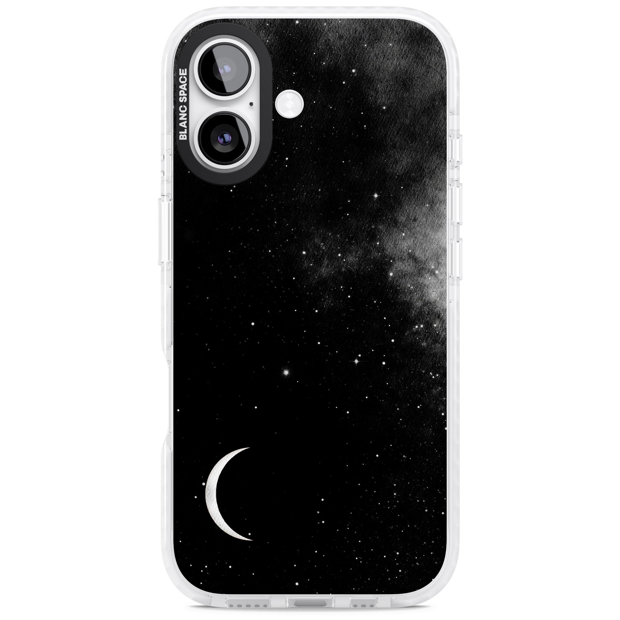 Night Sky Galaxies: Crescent Moon iPhone 17 Impact Clear Phone Case