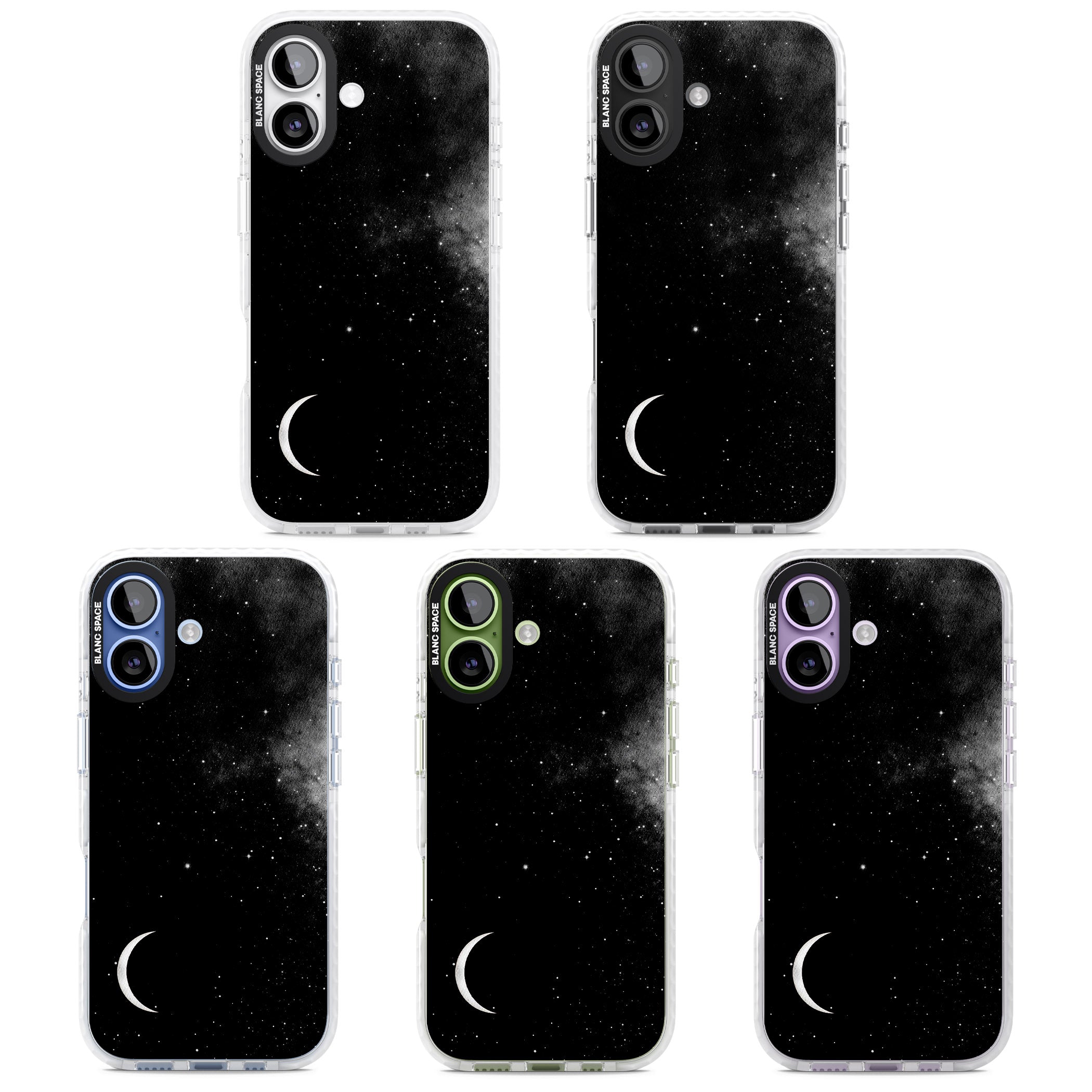 Night Sky Galaxies: Crescent Moon iPhone 17 Impact Clear Phone Case APT Impact Protection