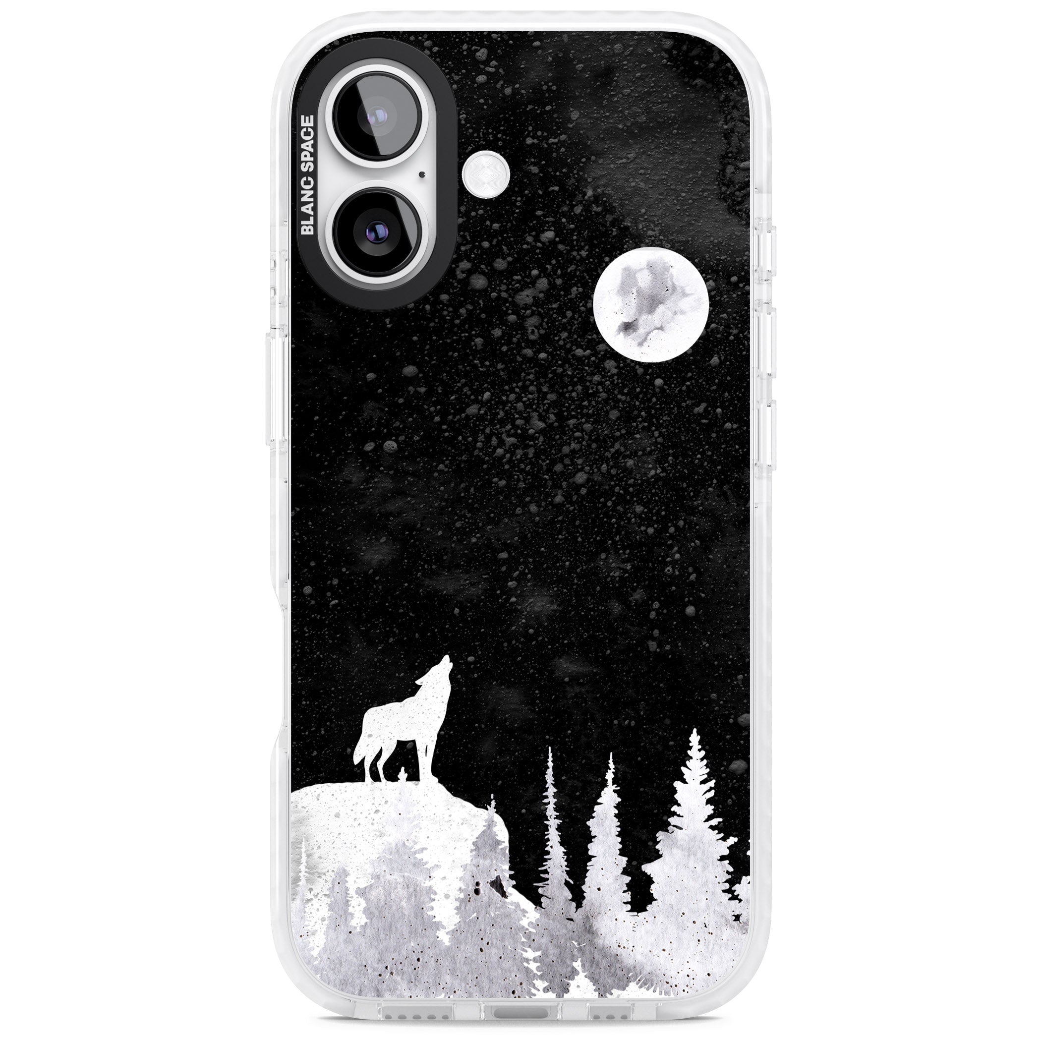 Moon Phases: Wolf & Full Moon iPhone 17 Impact Clear Phone Case