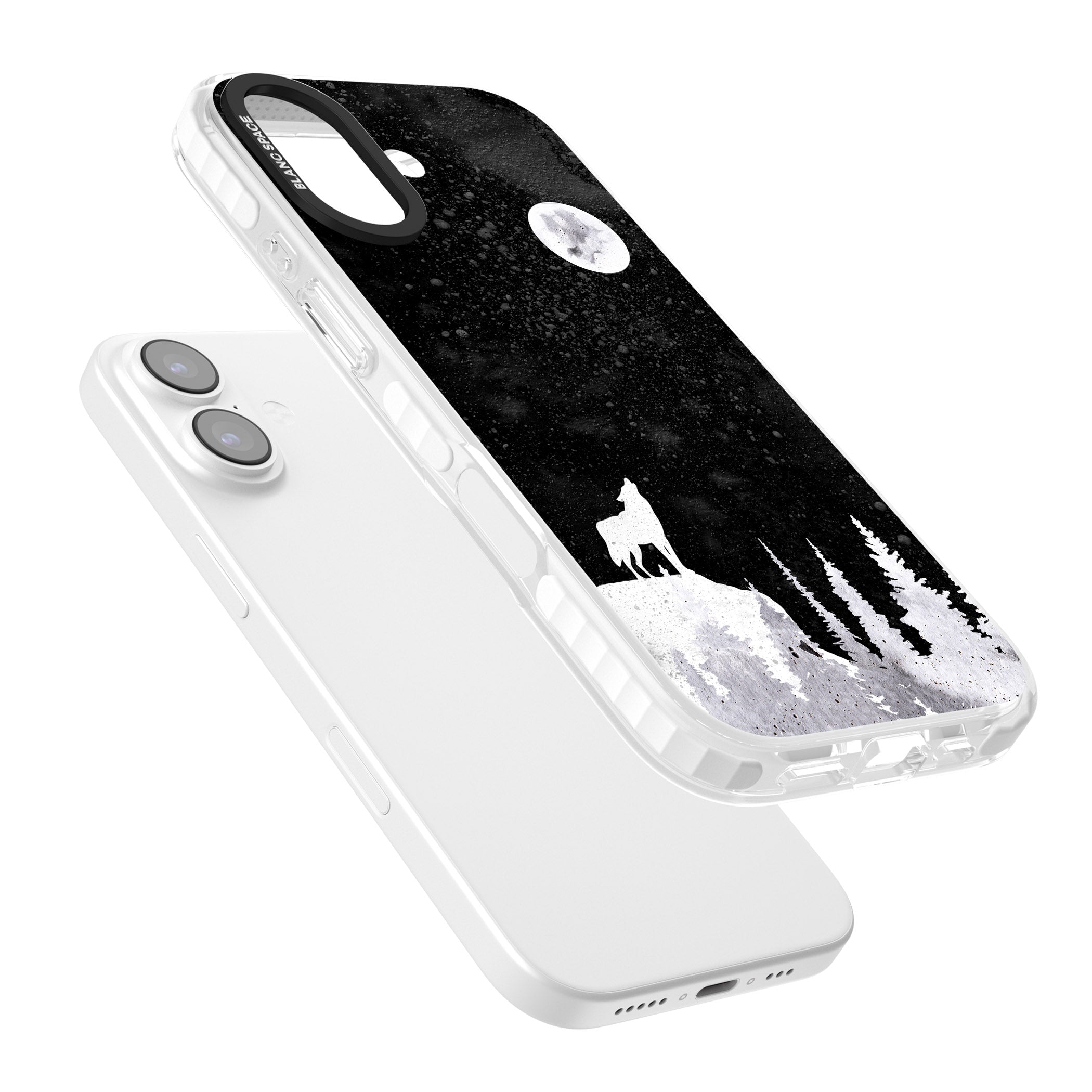 Moon Phases: Wolf & Full Moon iPhone 17 Impact Clear Phone Case Colours