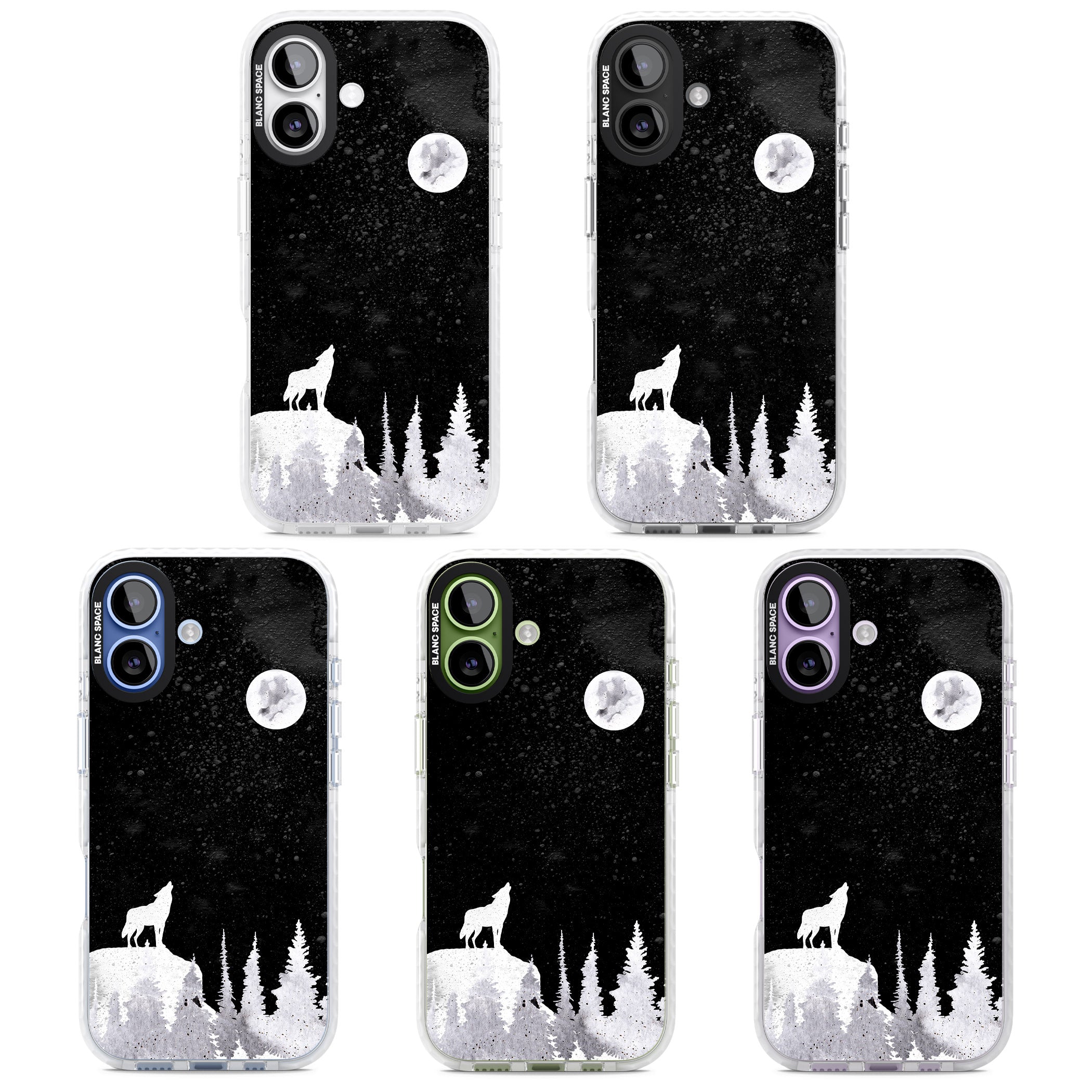 Moon Phases: Wolf & Full Moon iPhone 17 Impact Clear Phone Case APT Impact Protection