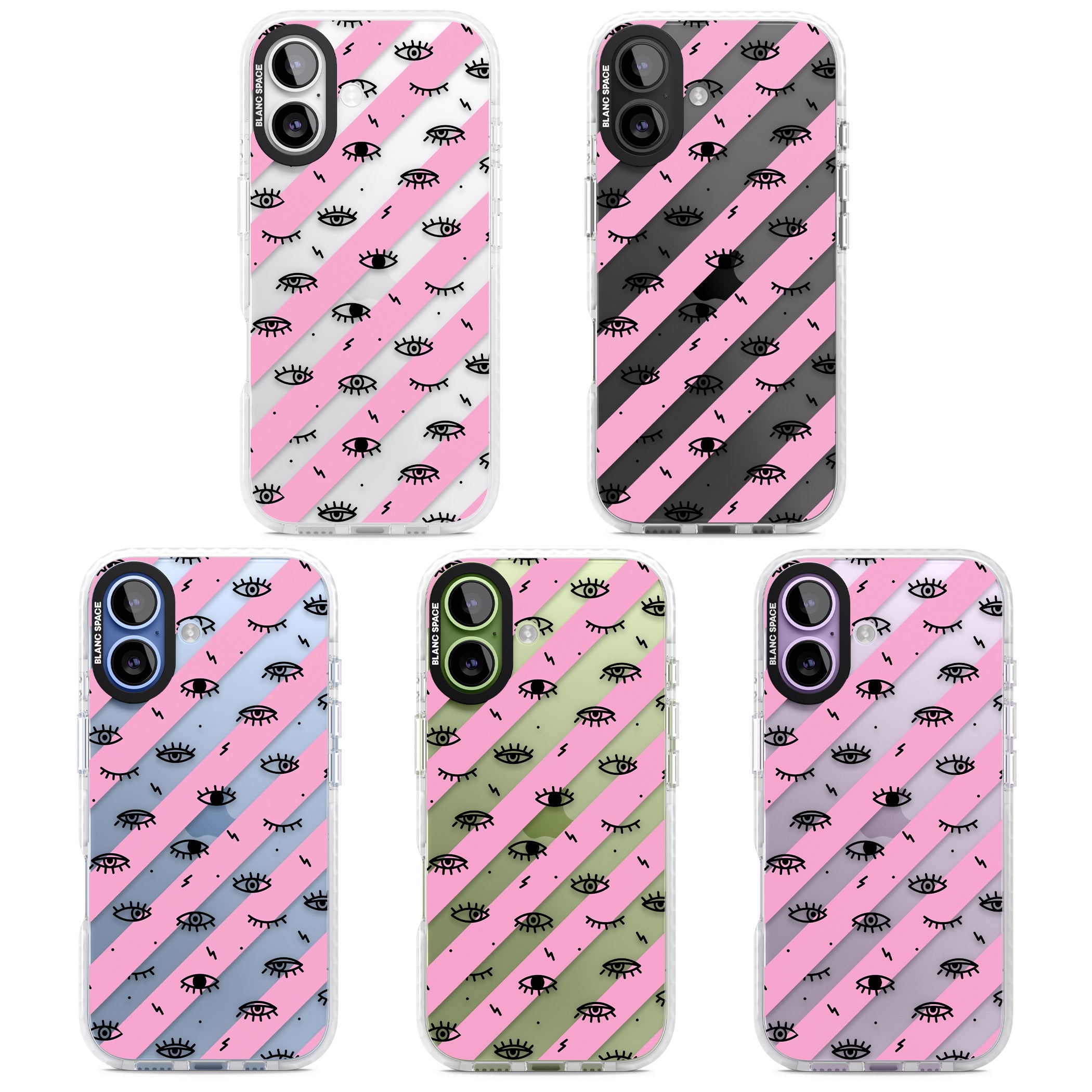 Pink Stripe Eyes iPhone 17 Impact Clear Phone Case APT Impact Protection