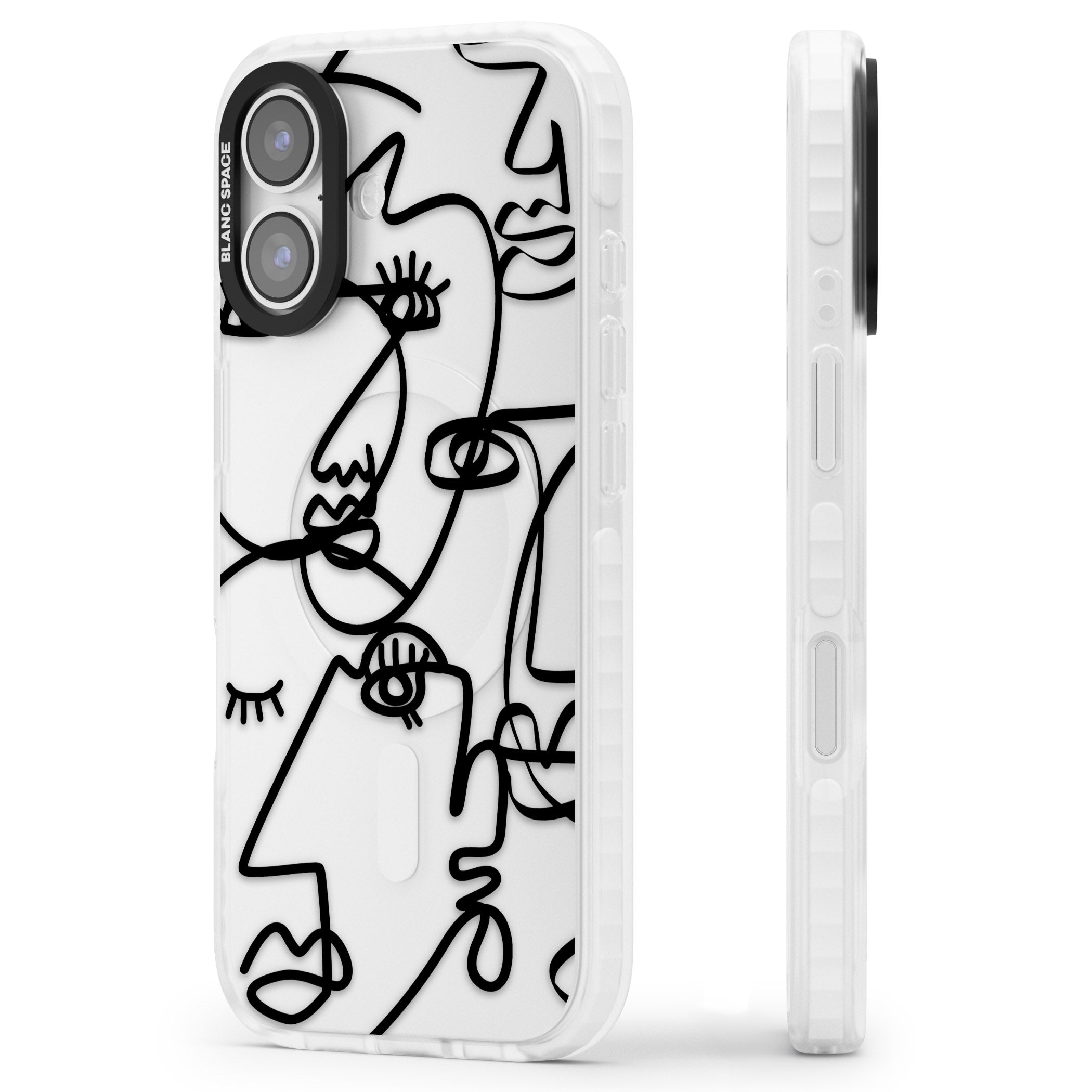 Abstract Line Art Black Clear iPhone 17 Impact Clear Phone Case Side Profile