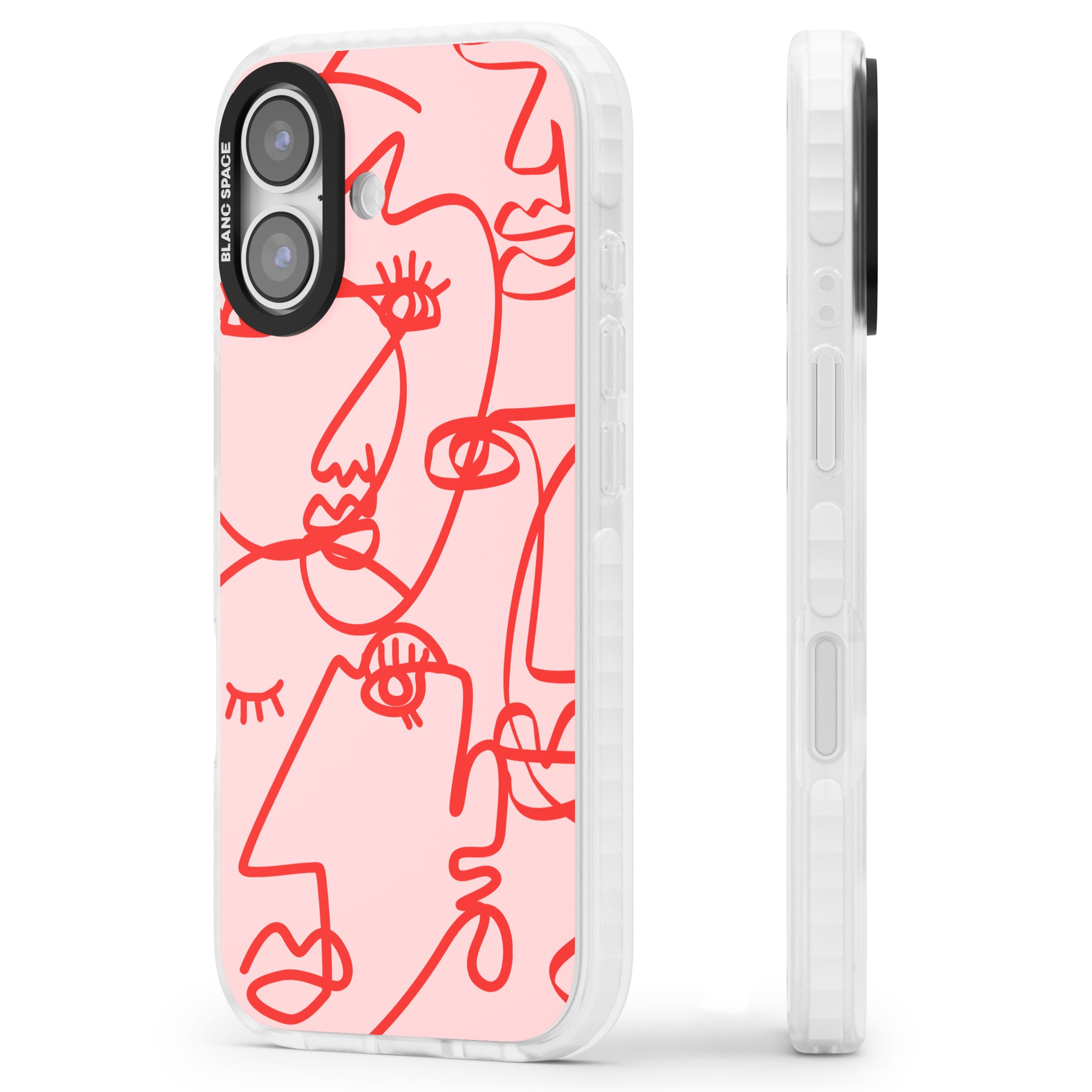 Red Line Art iPhone 17 Impact Clear Phone Case Side Profile