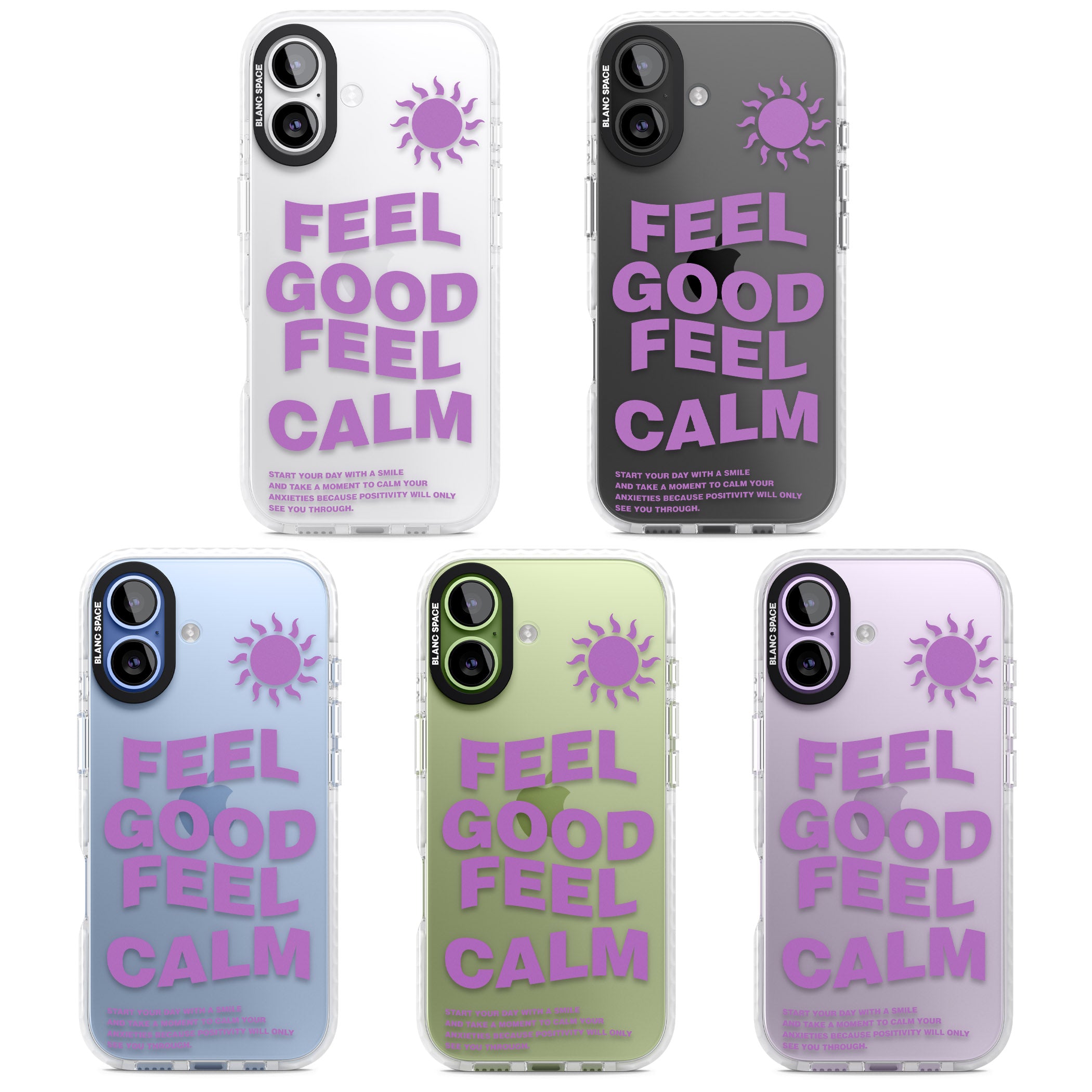 Feel Good Feel Calm (Purple) iPhone 17 Impact Clear Phone Case APT Impact Protection