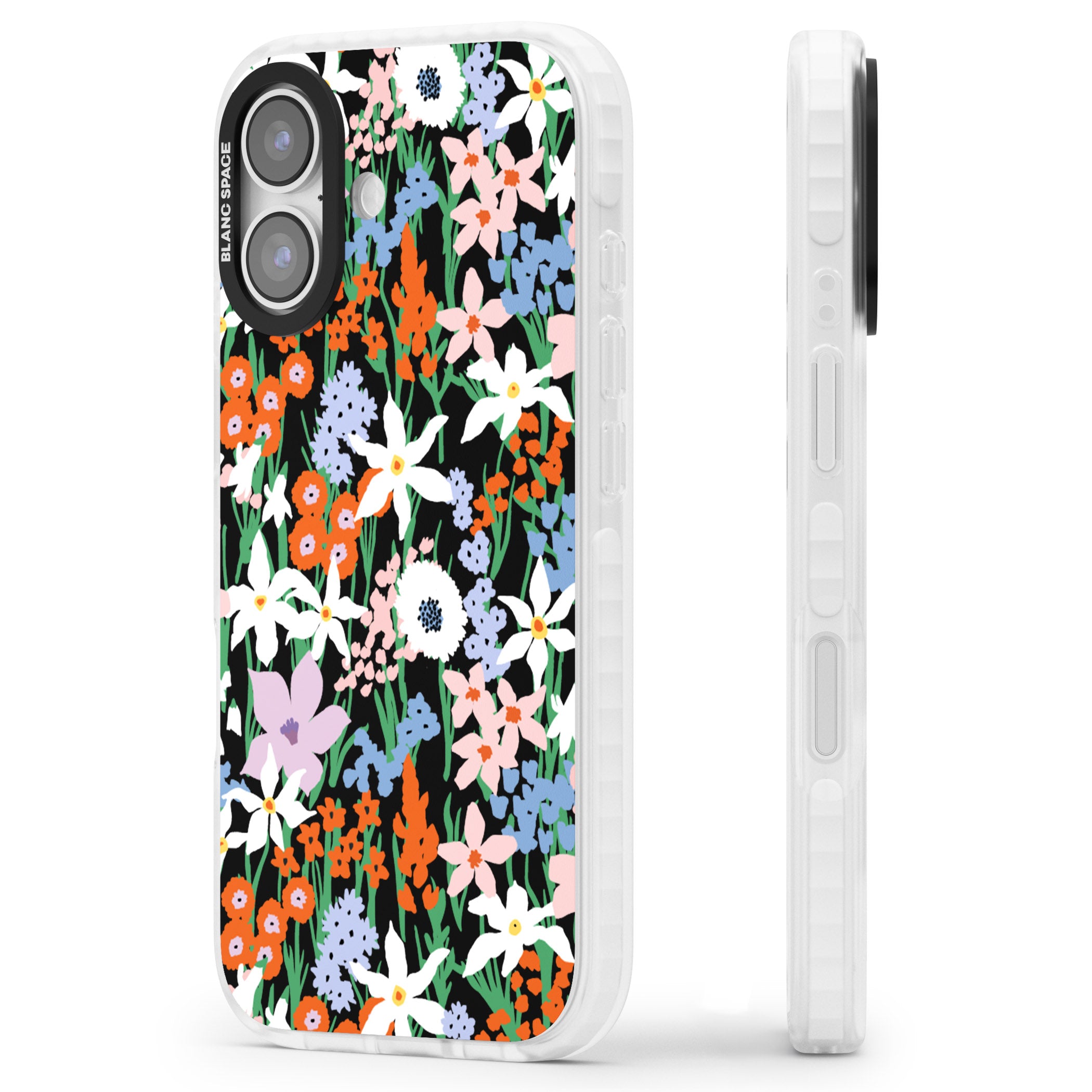 Floral Bloom Meadow Solid iPhone 17 Impact Clear Phone Case Side Profile