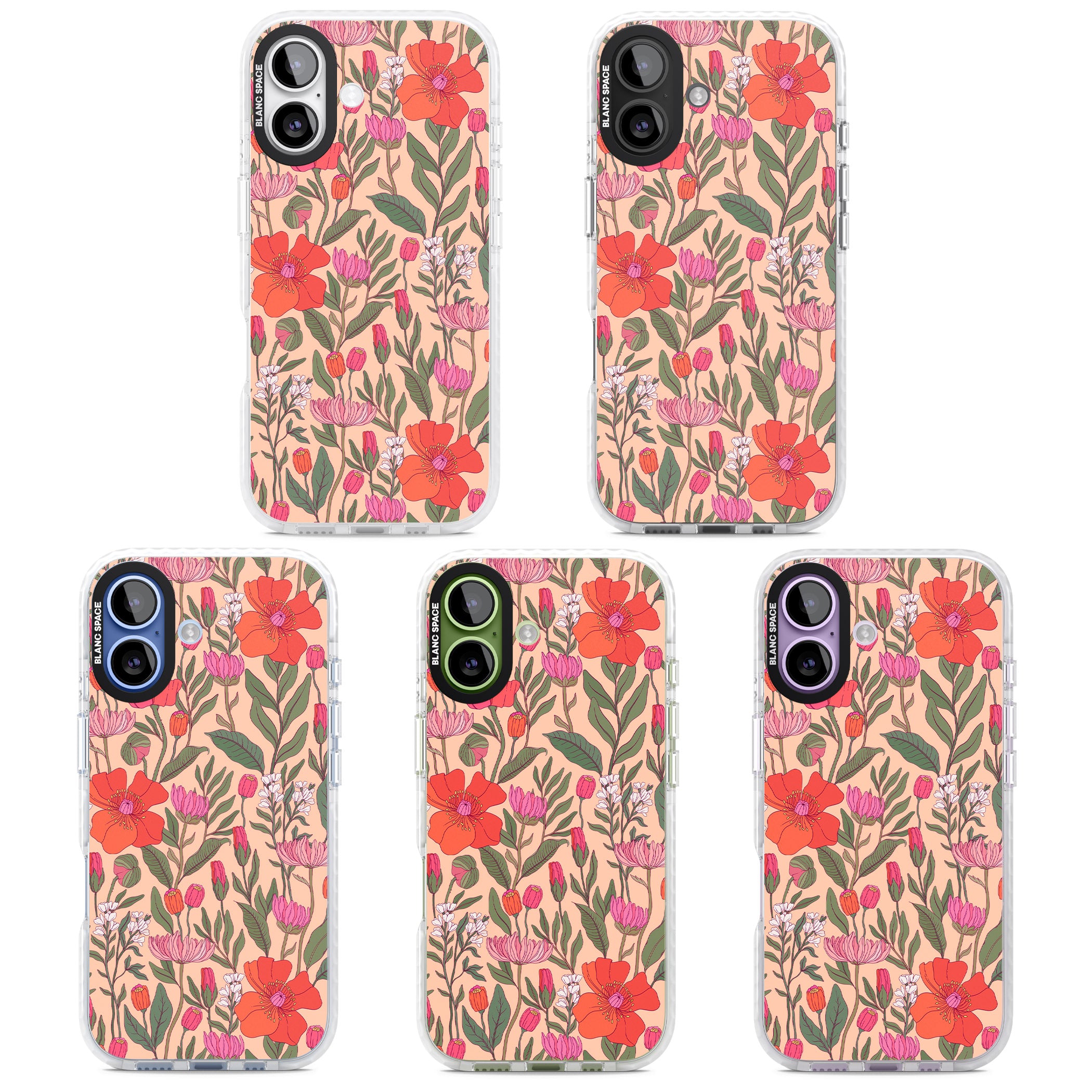Peachy Floral Background iPhone 17 Impact Clear Phone Case APT Impact Protection