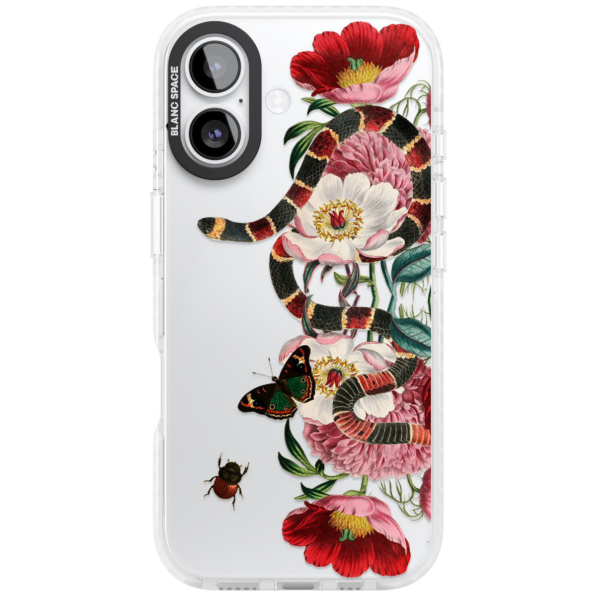 Floral Snake iPhone 16 / iPhone 16 Plus / iPhone 17 Impact Clear Phone Case front
