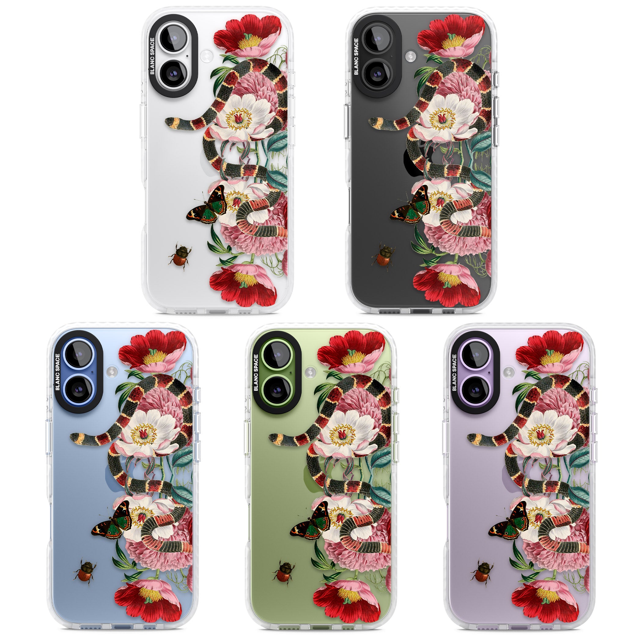 Floral Snake iPhone 17 Impact Clear Phone Case APT Impact Protection