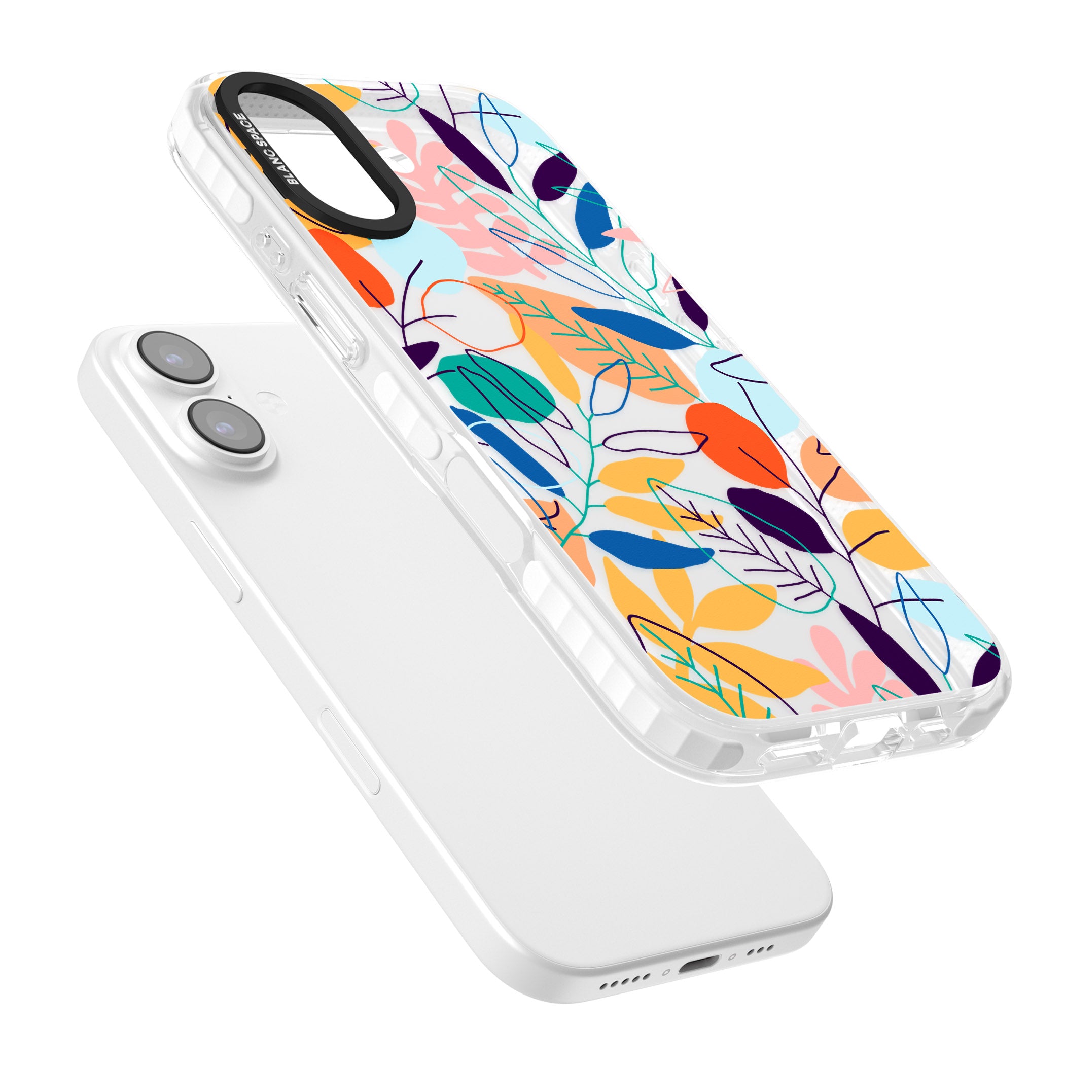 Abstract Line Drawn Leaves iPhone 17 Impact Clear Phone Case Colours