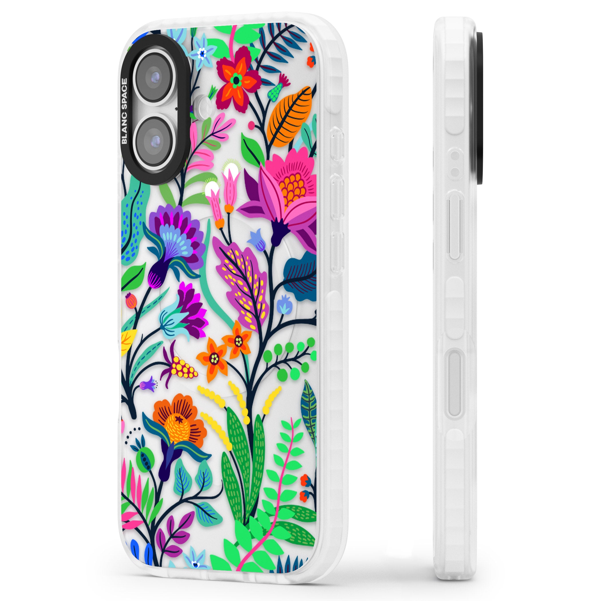 Floral Vibe iPhone 17 Impact Clear Phone Case Side Profile