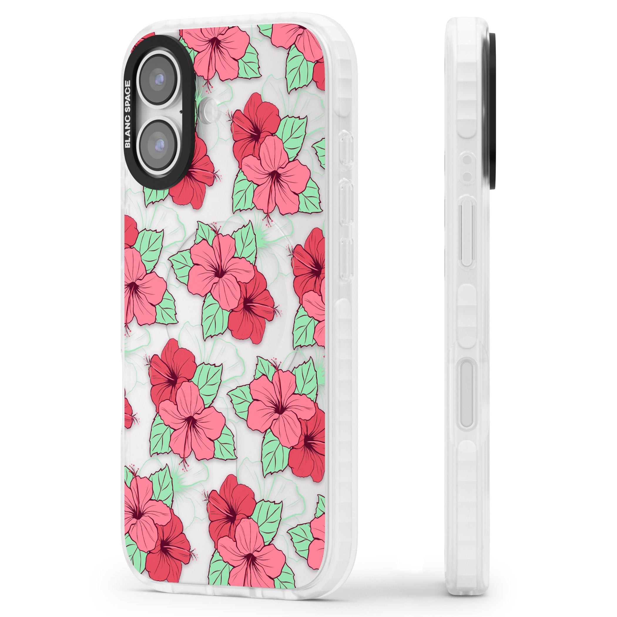 Pink Peony iPhone 17 Impact Clear Phone Case Side Profile