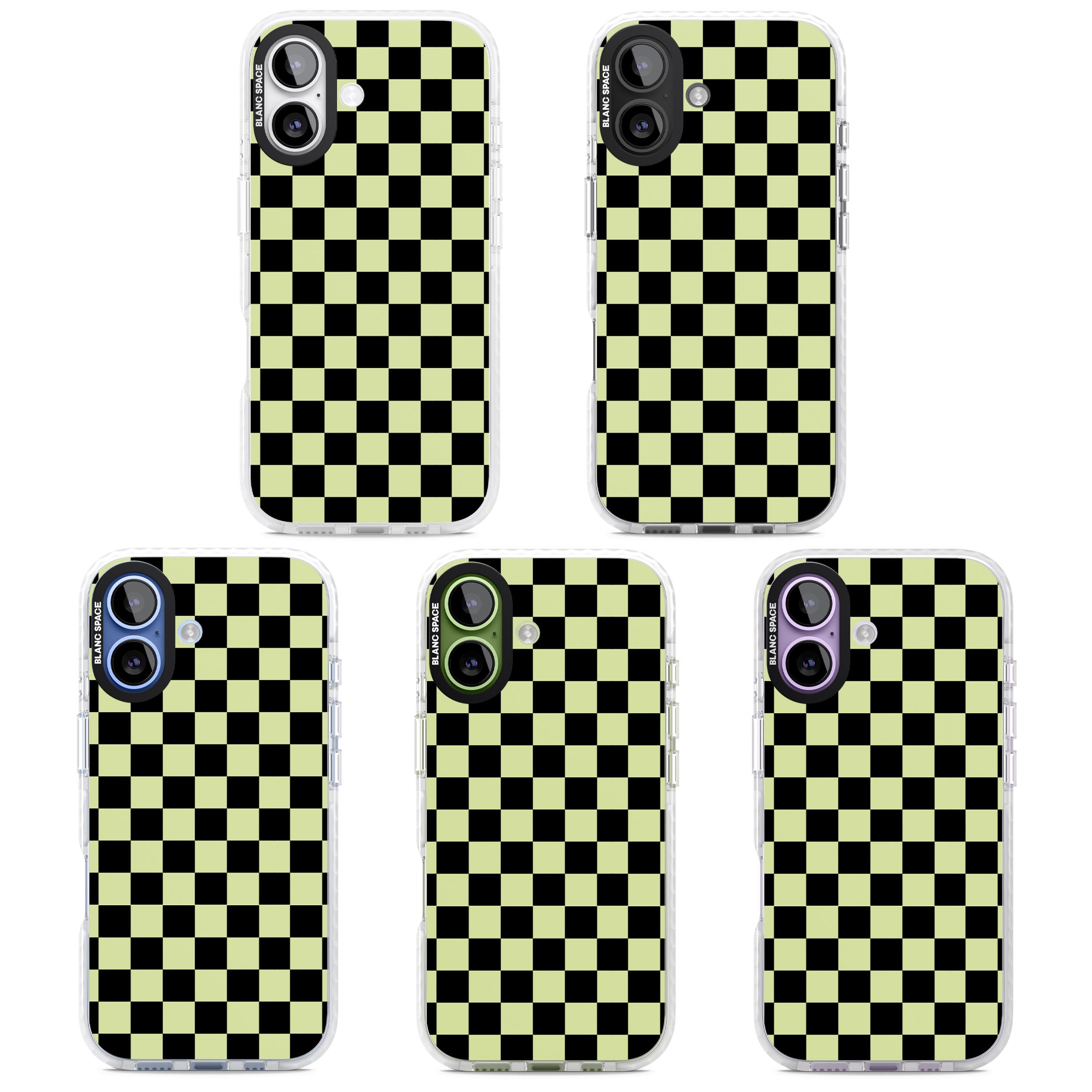 Black & Lime Check iPhone 17 Impact Clear Phone Case APT Impact Protection