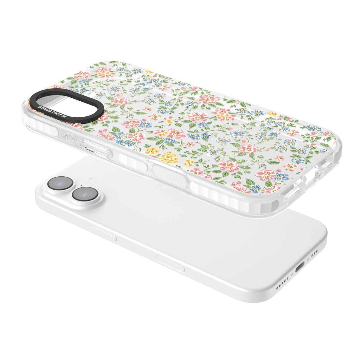 Soft Meadow iPhone 16 / iPhone 16 Plus / iPhone 17 Impact Clear Phone Case angled
