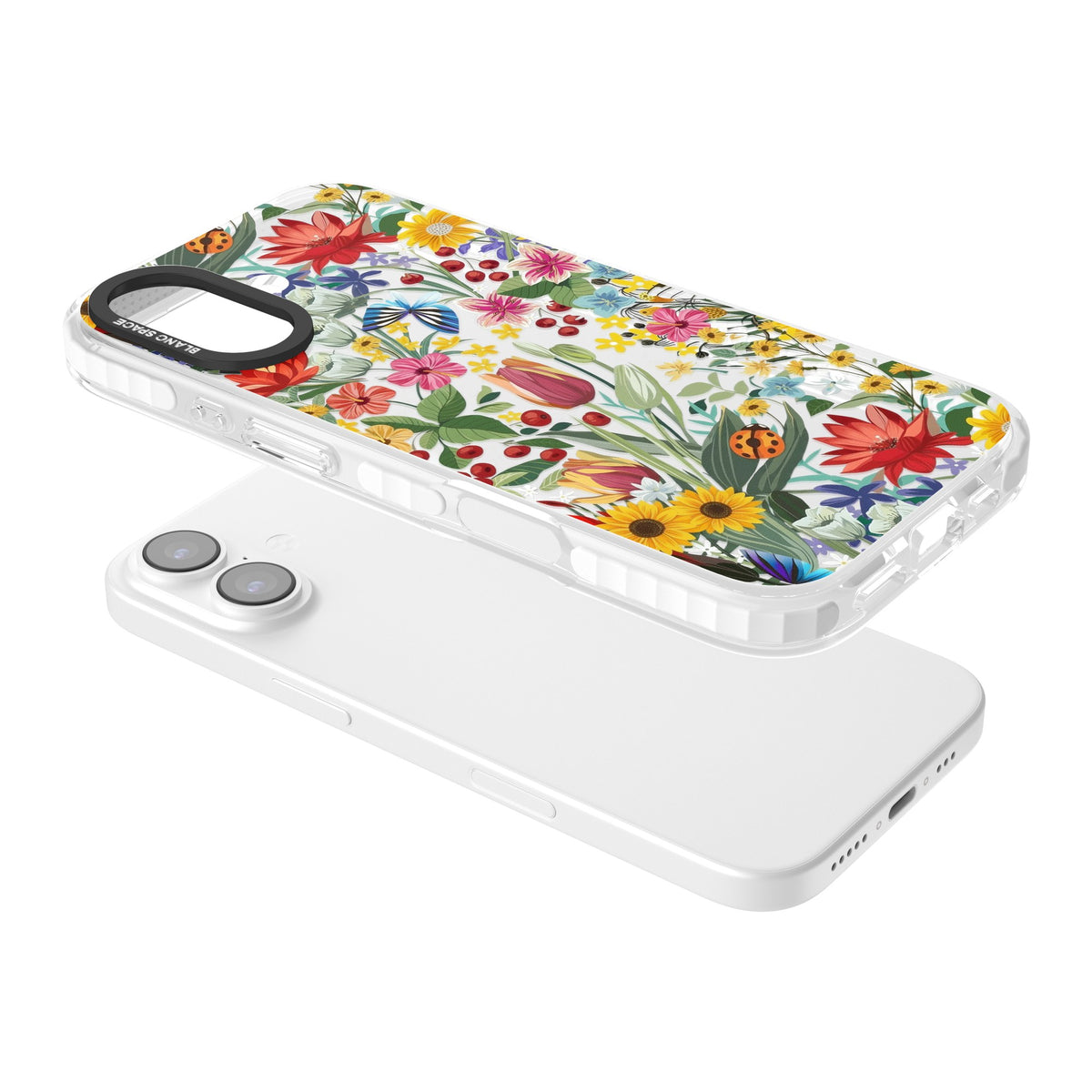 Botanical Bloom iPhone 16 / iPhone 16 Plus / iPhone 17 Impact Clear Phone Case angled