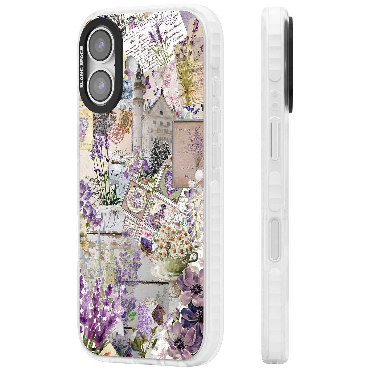Soft Lavender Collage iPhone 16 / iPhone 16 Plus / iPhone 17 Impact Clear Phone Case side
