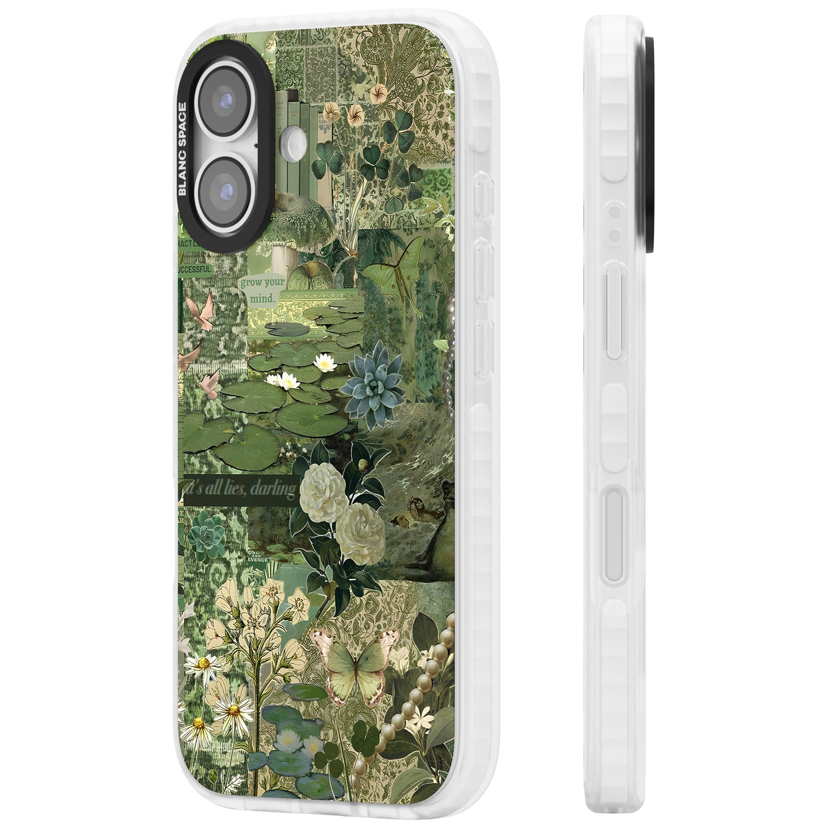 Sage Collage iPhone 16 / iPhone 16 Plus / iPhone 17 Impact Clear Phone Case side