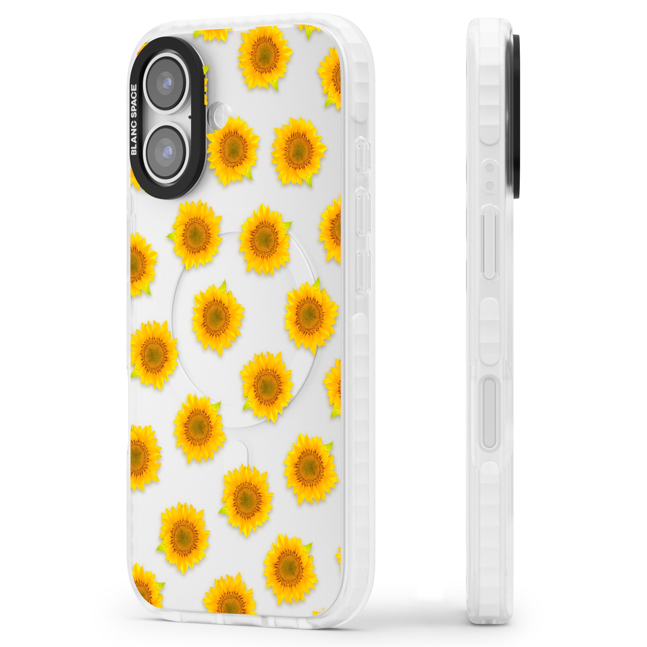 Sunflower Flourish iPhone 17 Impact Clear Phone Case Side Profile