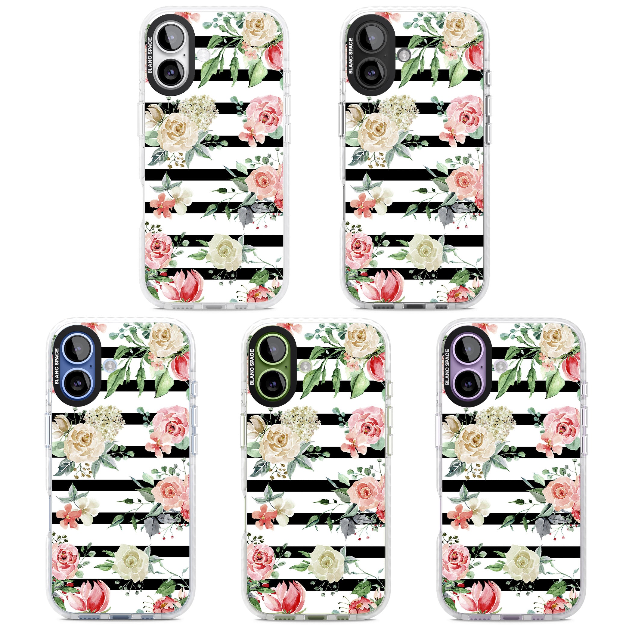 Floral Stripes iPhone 17 Impact Clear Phone Case APT Impact Protection
