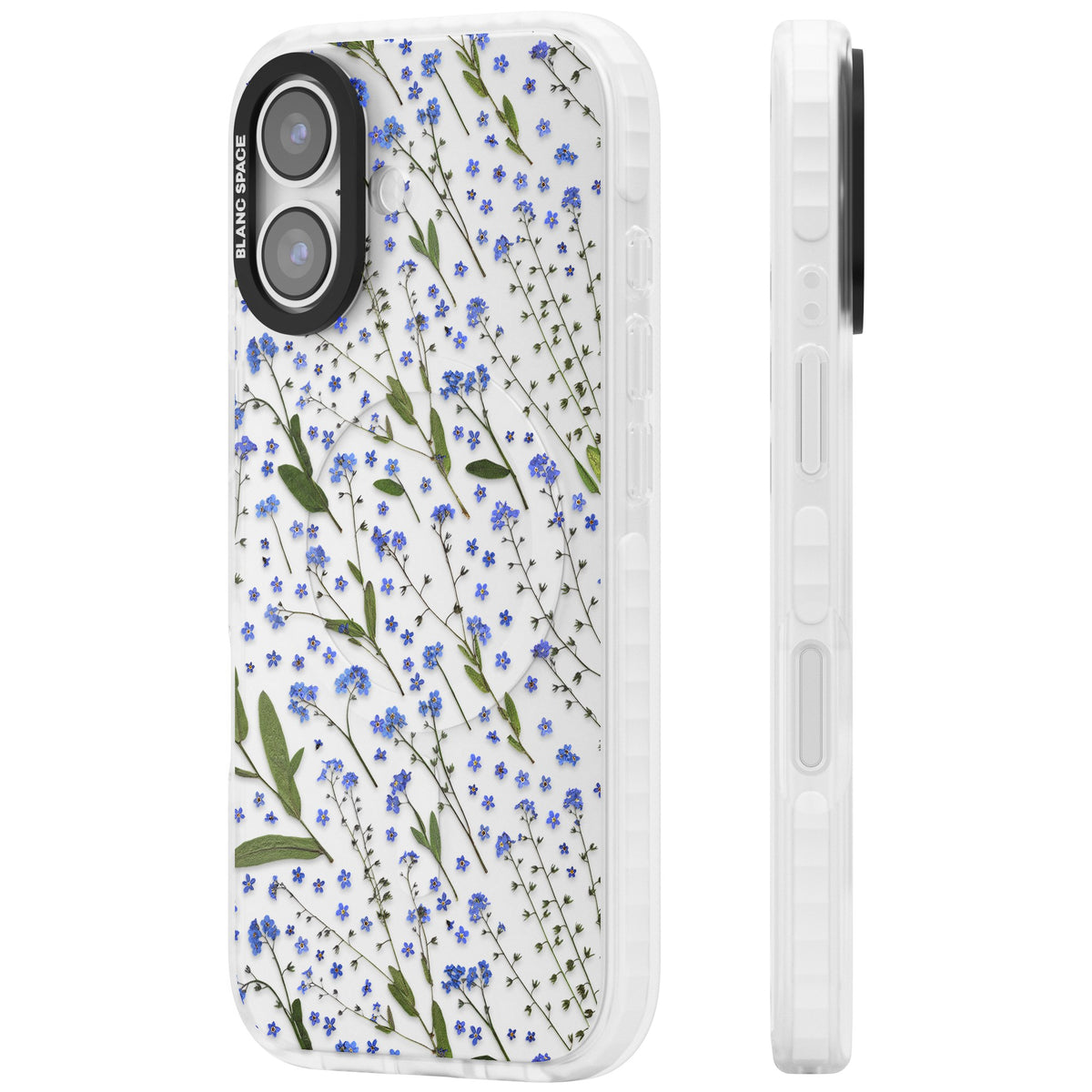 Blue Meadow iPhone 16 / iPhone 16 Plus / iPhone 17 Impact Clear Phone Case side
