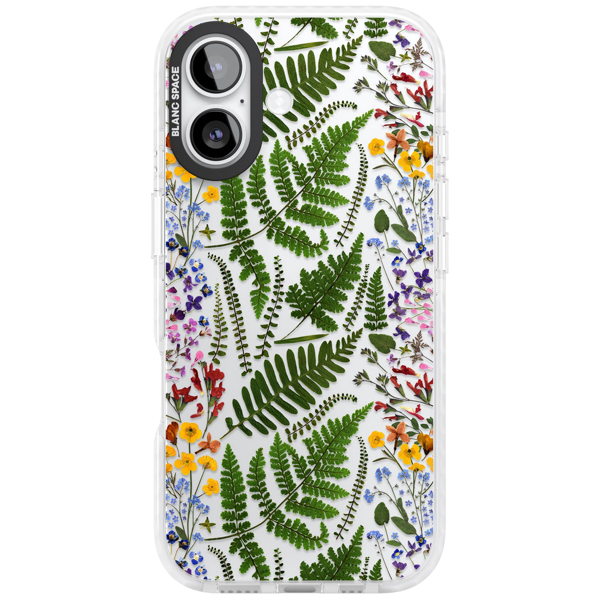 Botanical Fern & Floral iPhone 16 / iPhone 16 Plus / iPhone 17 Impact Clear Phone Case front