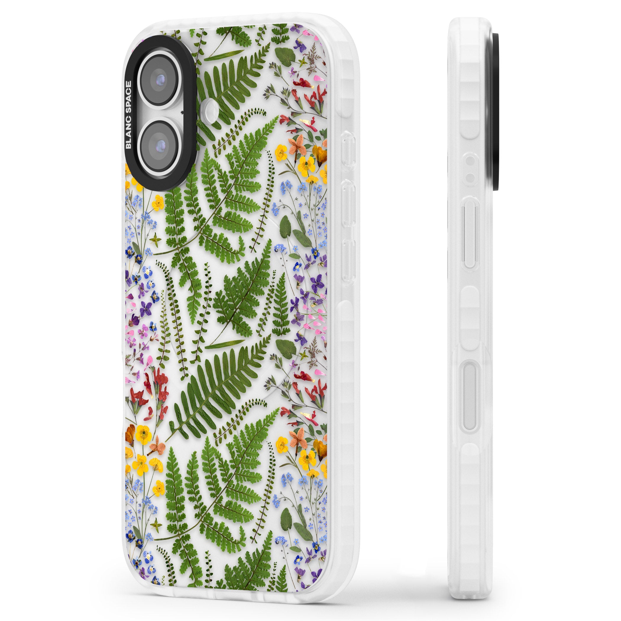 Botanical Fern & Floral iPhone 17 Impact Clear Phone Case Side Profile