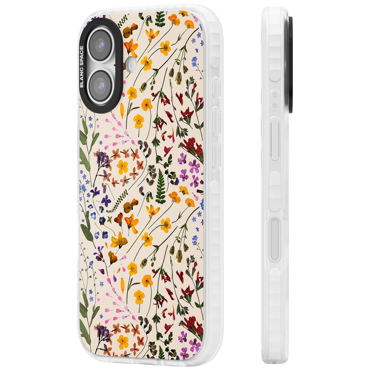 Wildflower Cream iPhone 16 / iPhone 16 Plus / iPhone 17 Impact Clear Phone Case side
