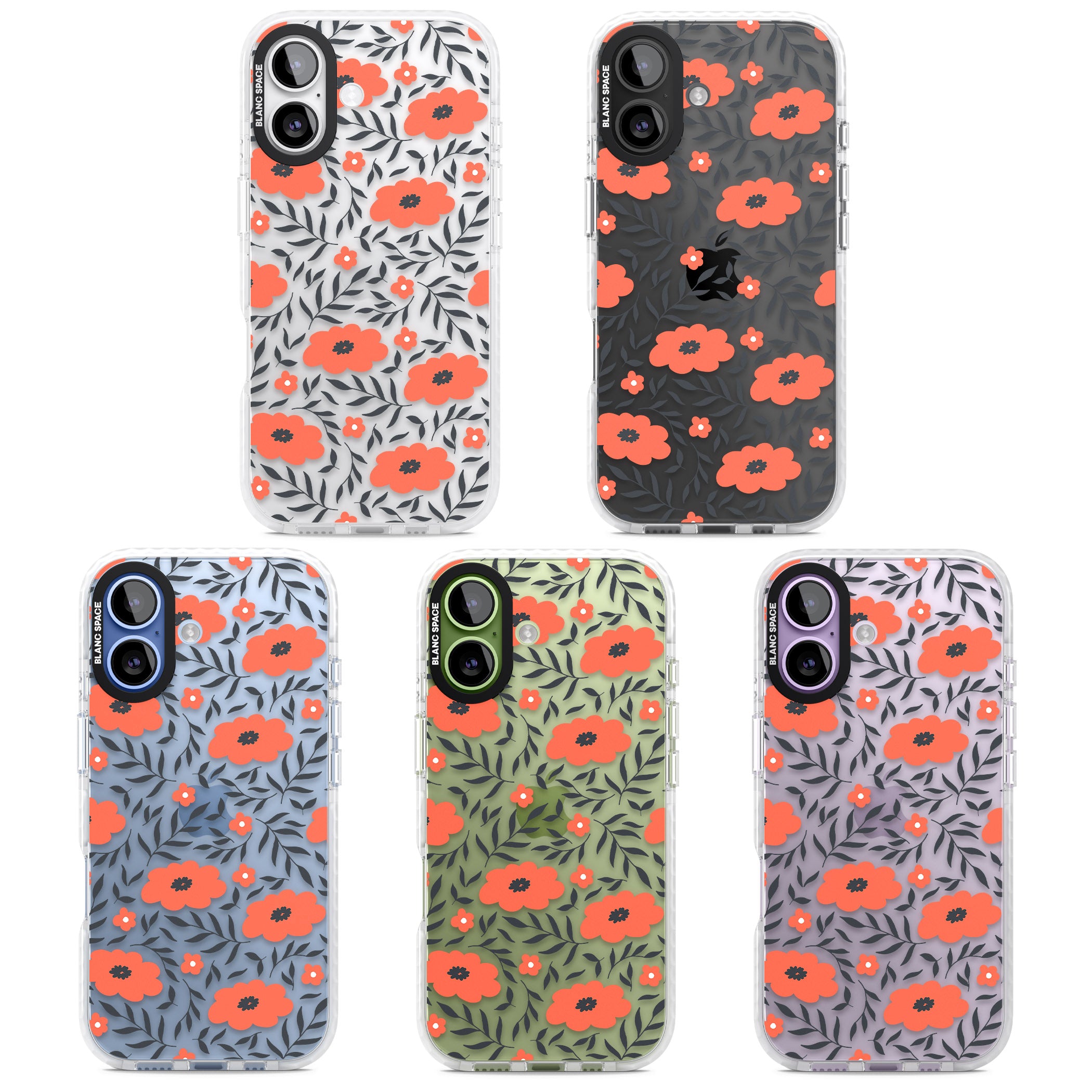 Red Poppy Floral iPhone 17 Impact Clear Phone Case APT Impact Protection