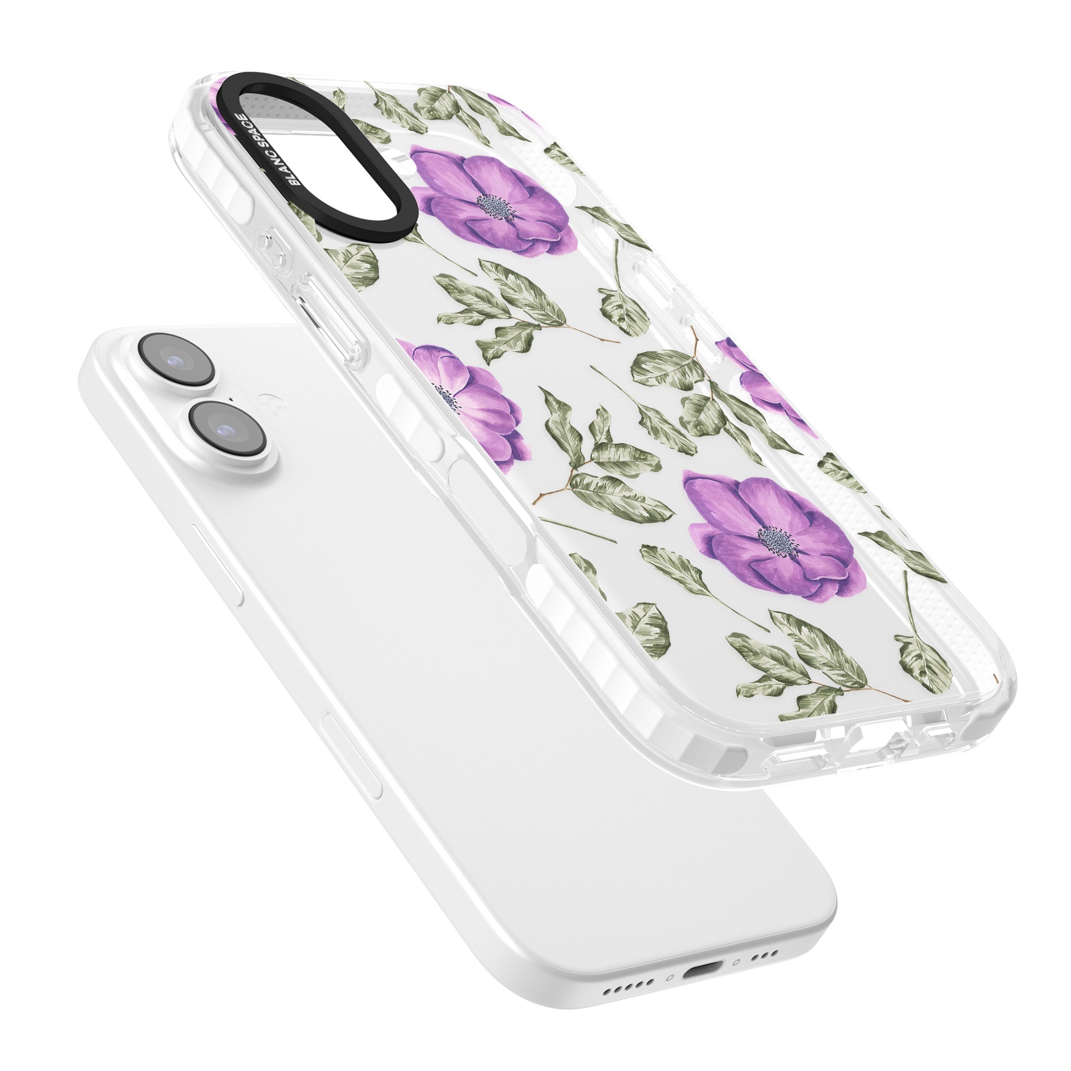 Purple Bloom Floral iPhone 17 Impact Clear Phone Case Colours