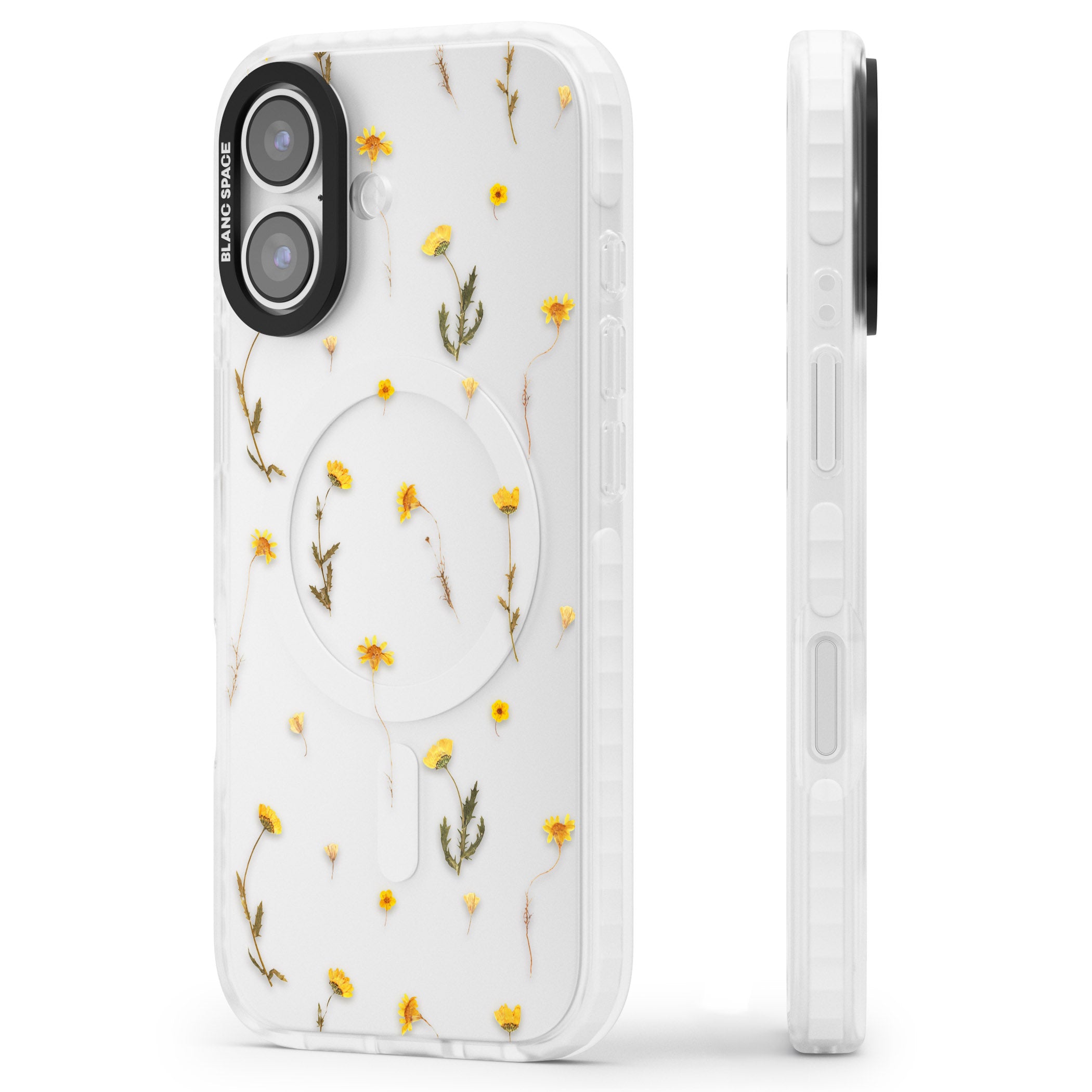 Yellow Wildflower iPhone 17 Impact Clear Phone Case Side Profile