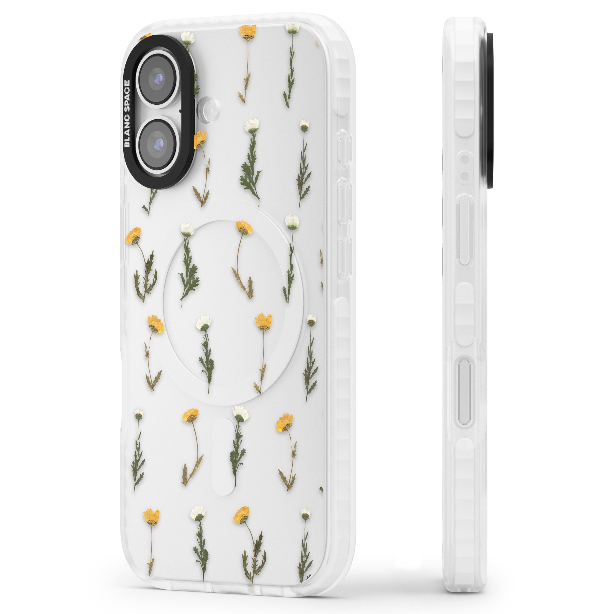Pressed Flower iPhone 17 Impact Clear Phone Case Side Profile
