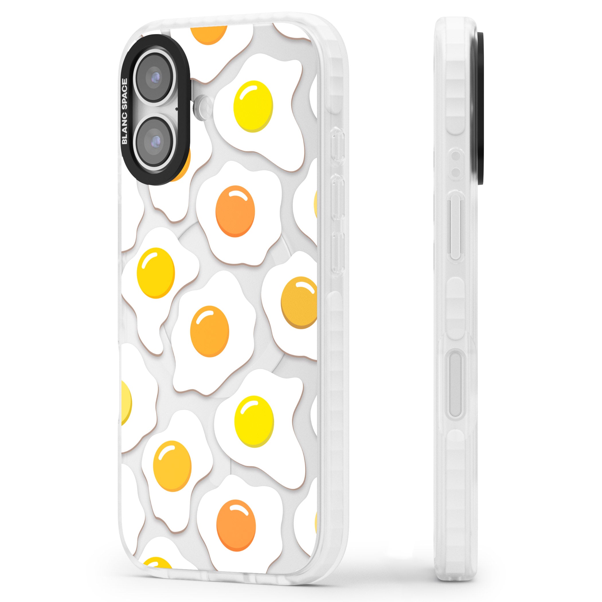 Fried Egg Pattern iPhone 17 Impact Clear Phone Case Side Profile