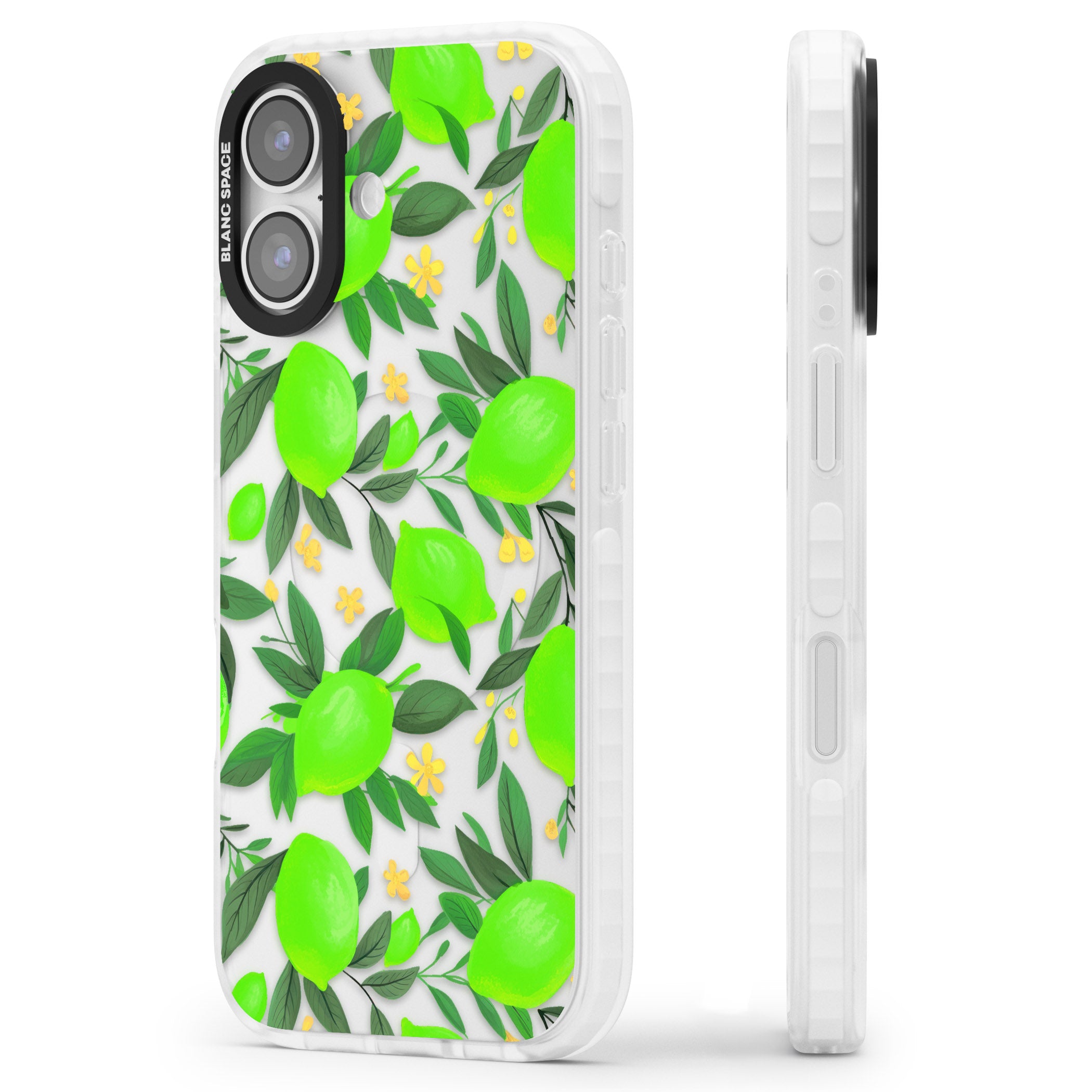Lime Pattern iPhone 17 Impact Clear Phone Case Side Profile