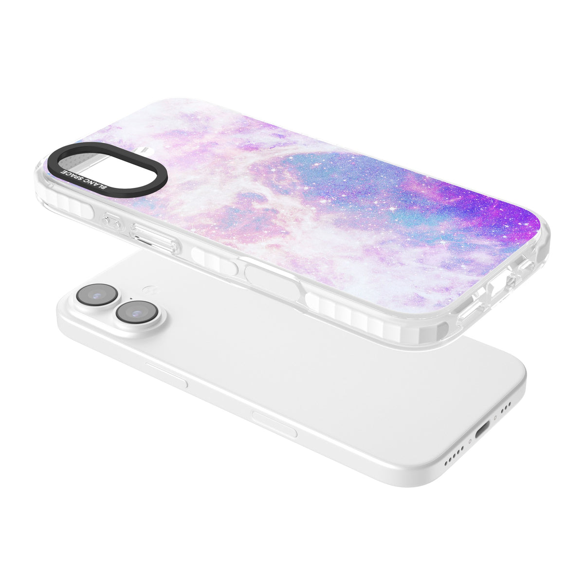 Pastel Galaxy iPhone 16 / iPhone 16 Plus / iPhone 17 Impact Clear Phone Case angled