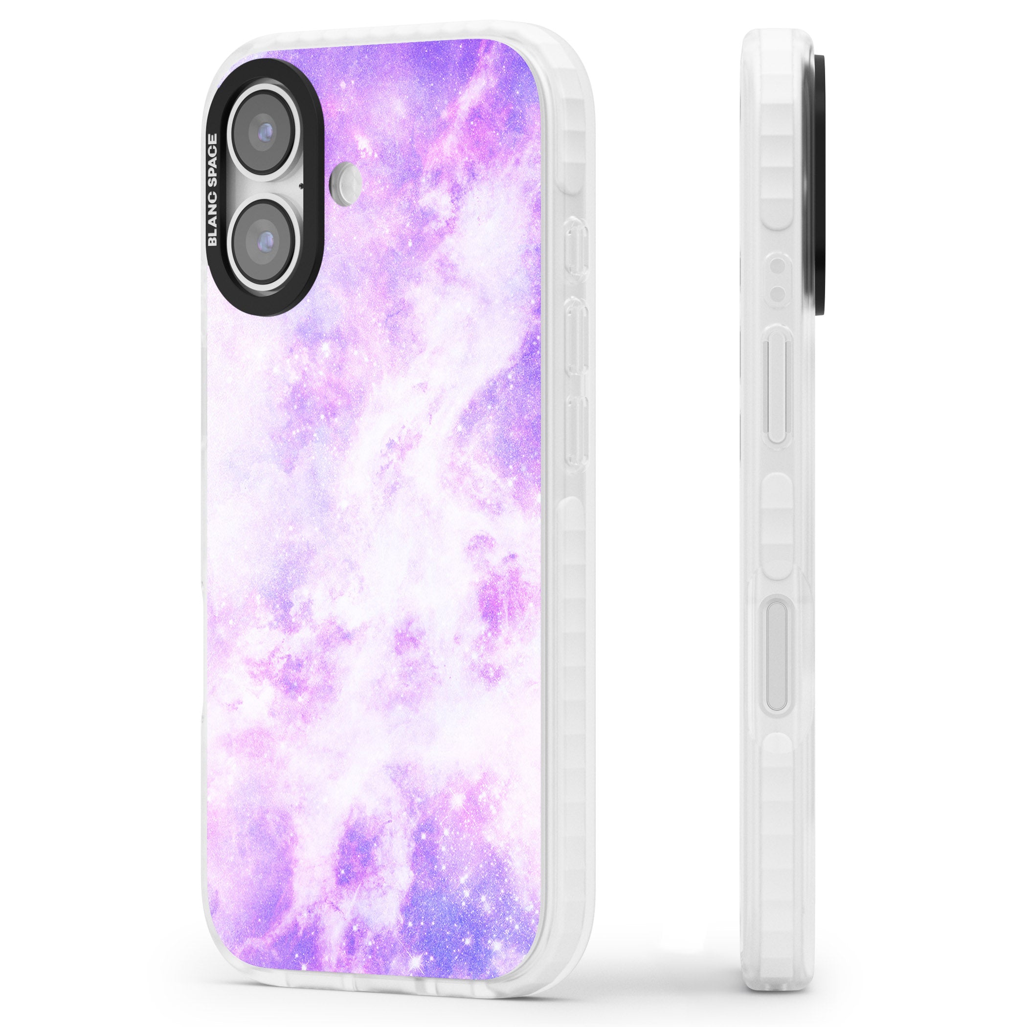 Purple Galaxy Vibes iPhone 17 Impact Clear Phone Case Side Profile