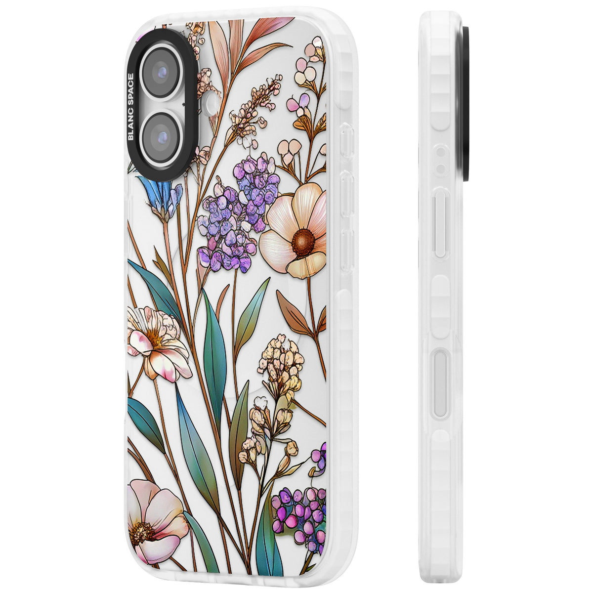 Glass Wildflower Mix iPhone 16 / iPhone 16 Plus / iPhone 17 Impact Clear Phone Case side