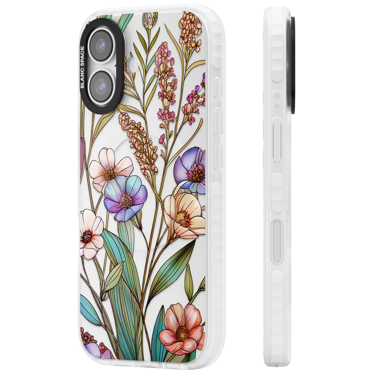 Glass Summer Flowers iPhone 16 / iPhone 16 Plus / iPhone 17 Impact Clear Phone Case side