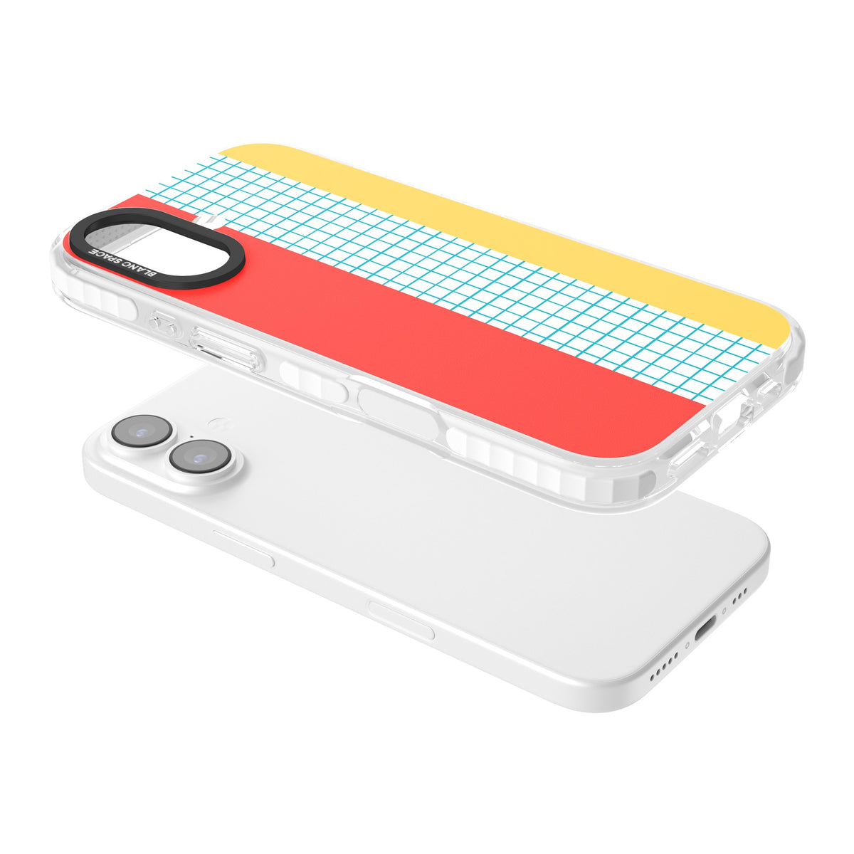 Bauhaus Block iPhone 16 / iPhone 16 Plus / iPhone 17 Impact Clear Phone Case angled