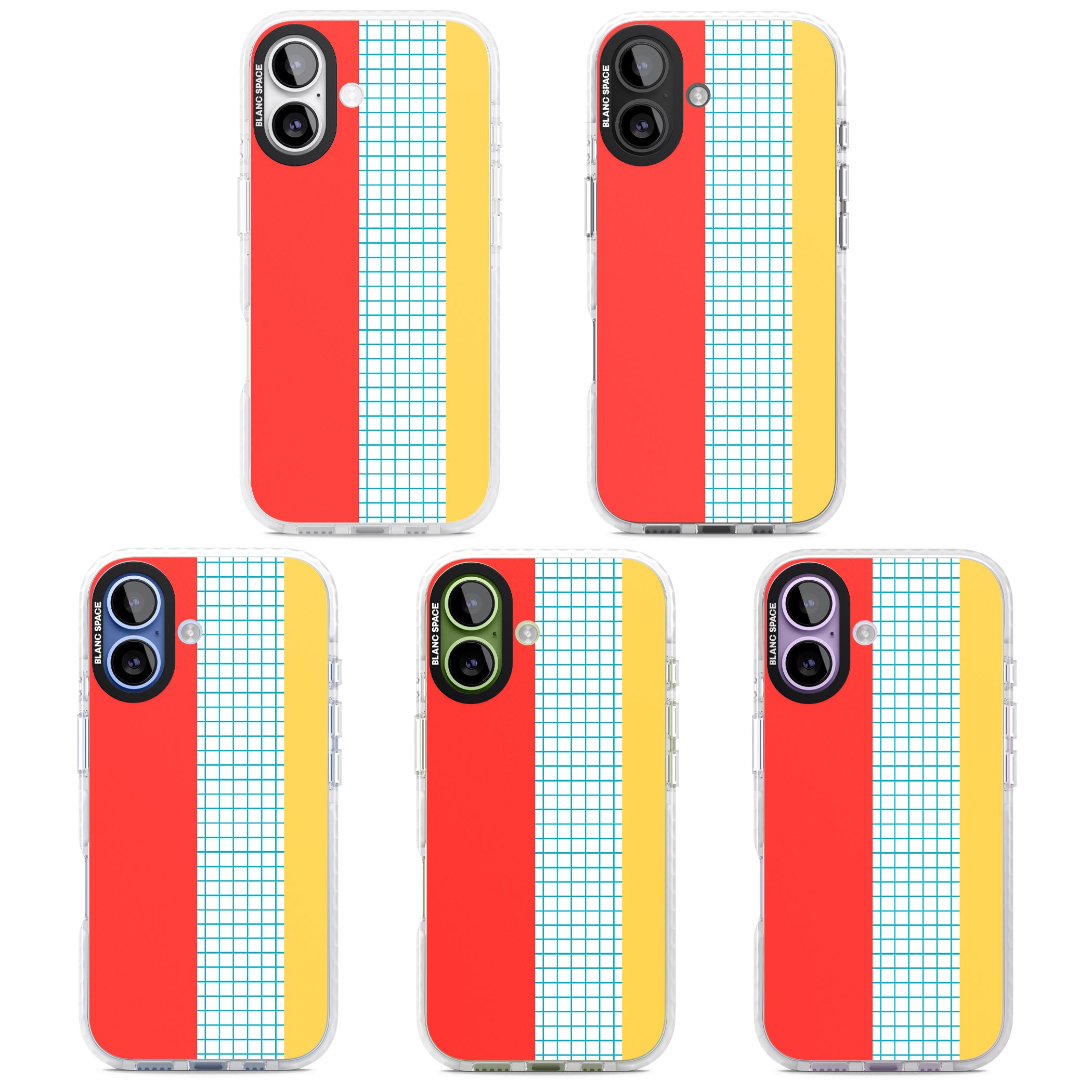 Abstract Grid Red, Blue, Yellow iPhone 17 Impact Clear Phone Case APT Impact Protection
