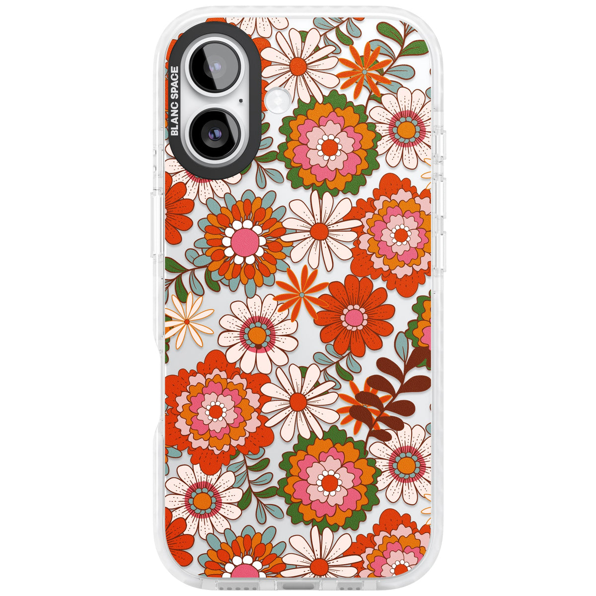 Seventies Bloom iPhone 16 / iPhone 16 Plus / iPhone 17 Impact Clear Phone Case front