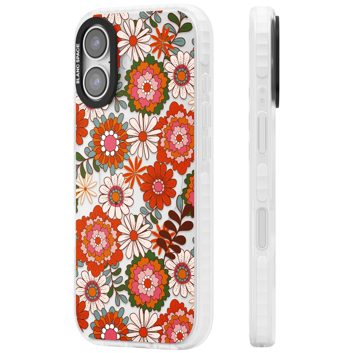 Seventies Bloom iPhone 16 / iPhone 16 Plus / iPhone 17 Impact Clear Phone Case side
