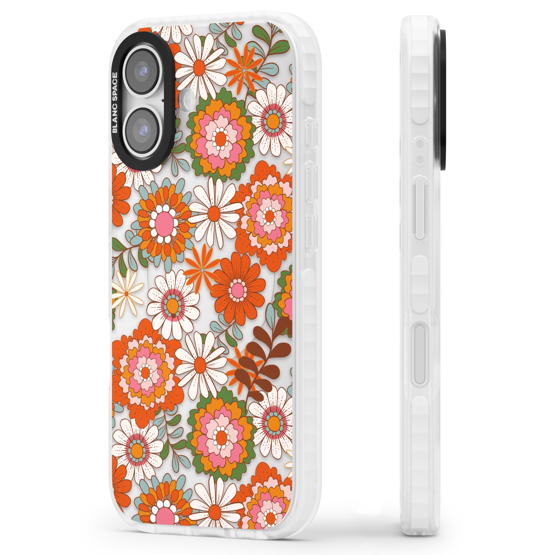 Seventies Bloom iPhone 17 Impact Clear Phone Case Side Profile