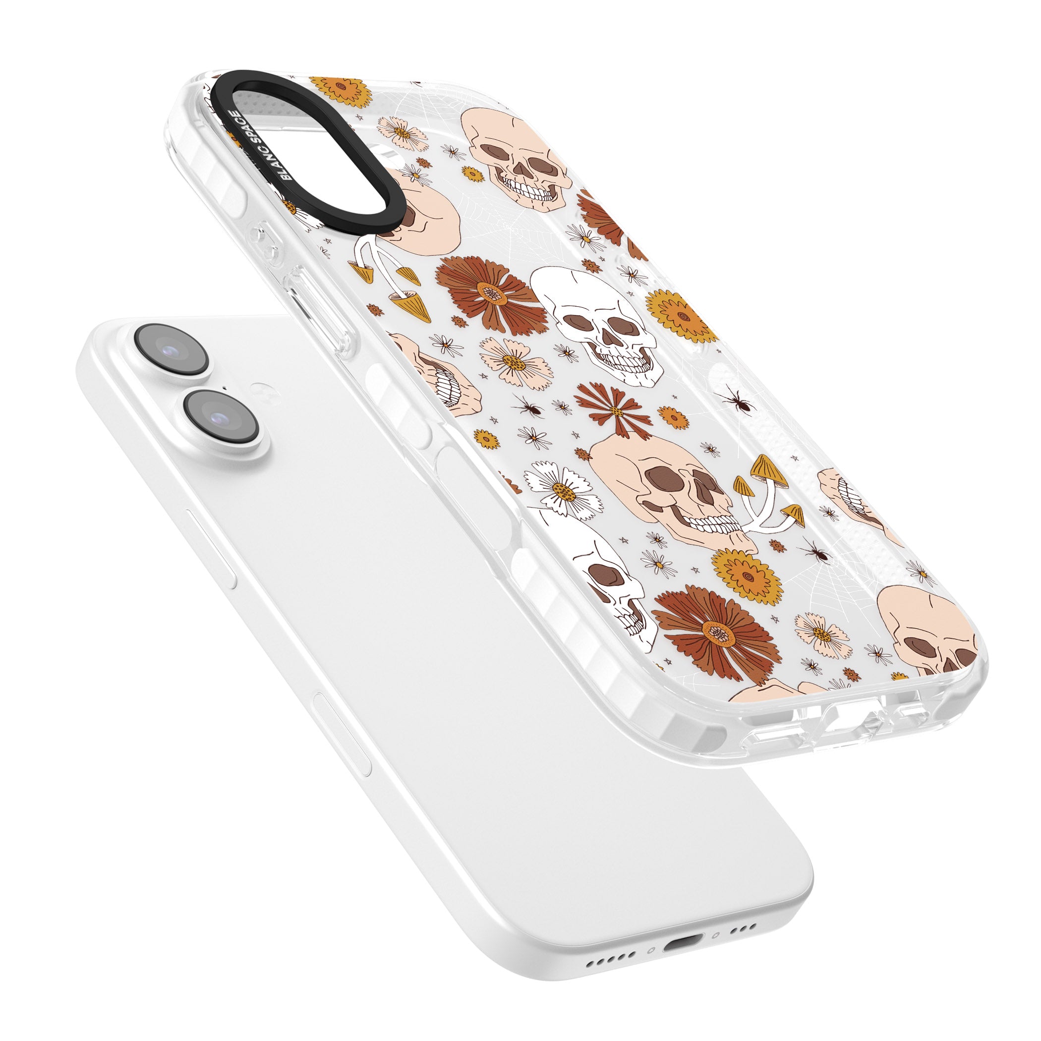 Halloween Skulls And Flowers iPhone 17 Impact Clear Phone Case Colours
