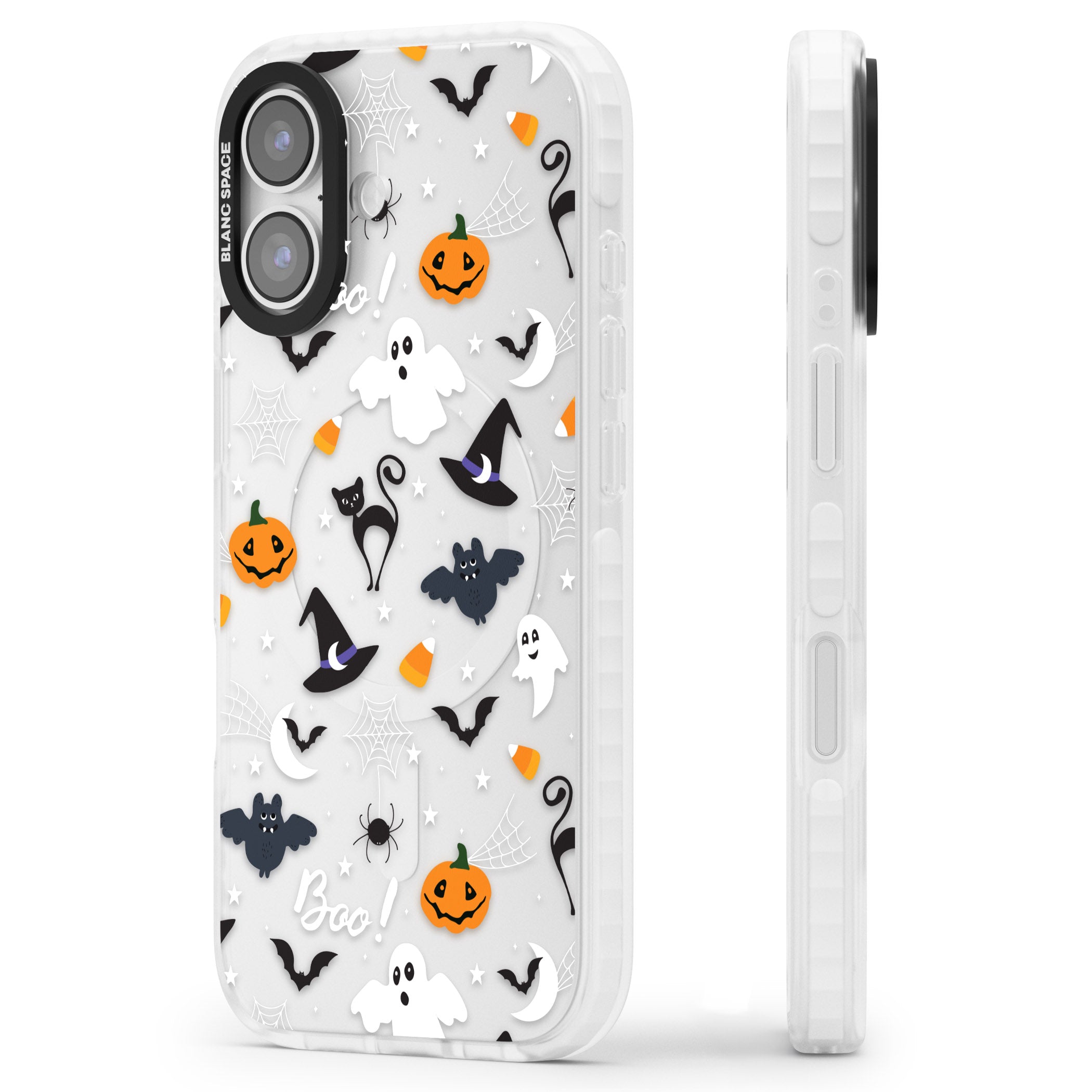 Halloween Mix Pattern iPhone 17 Impact Clear Phone Case Side Profile