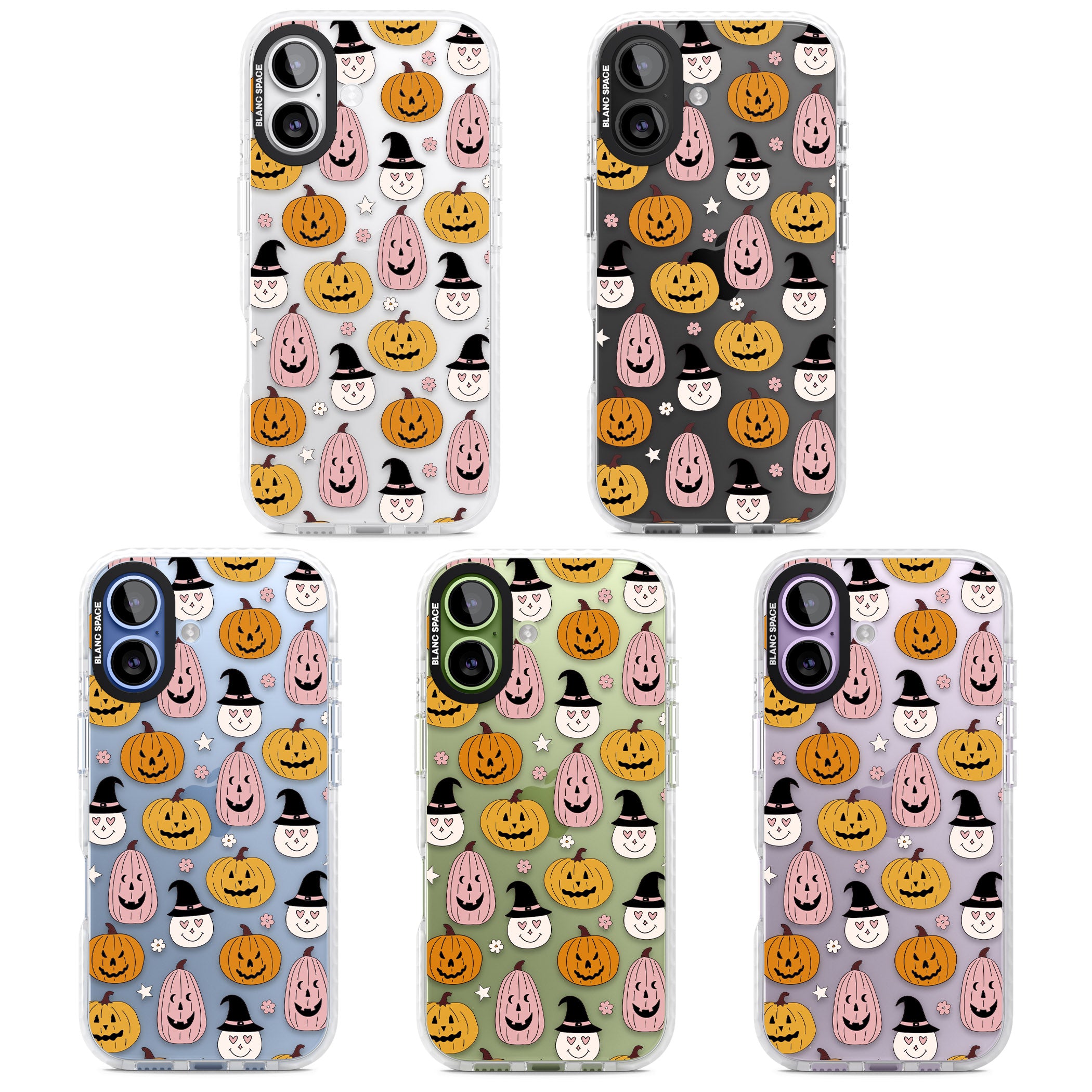 Witches And Pumpkins Pattern iPhone 17 Impact Clear Phone Case APT Impact Protection
