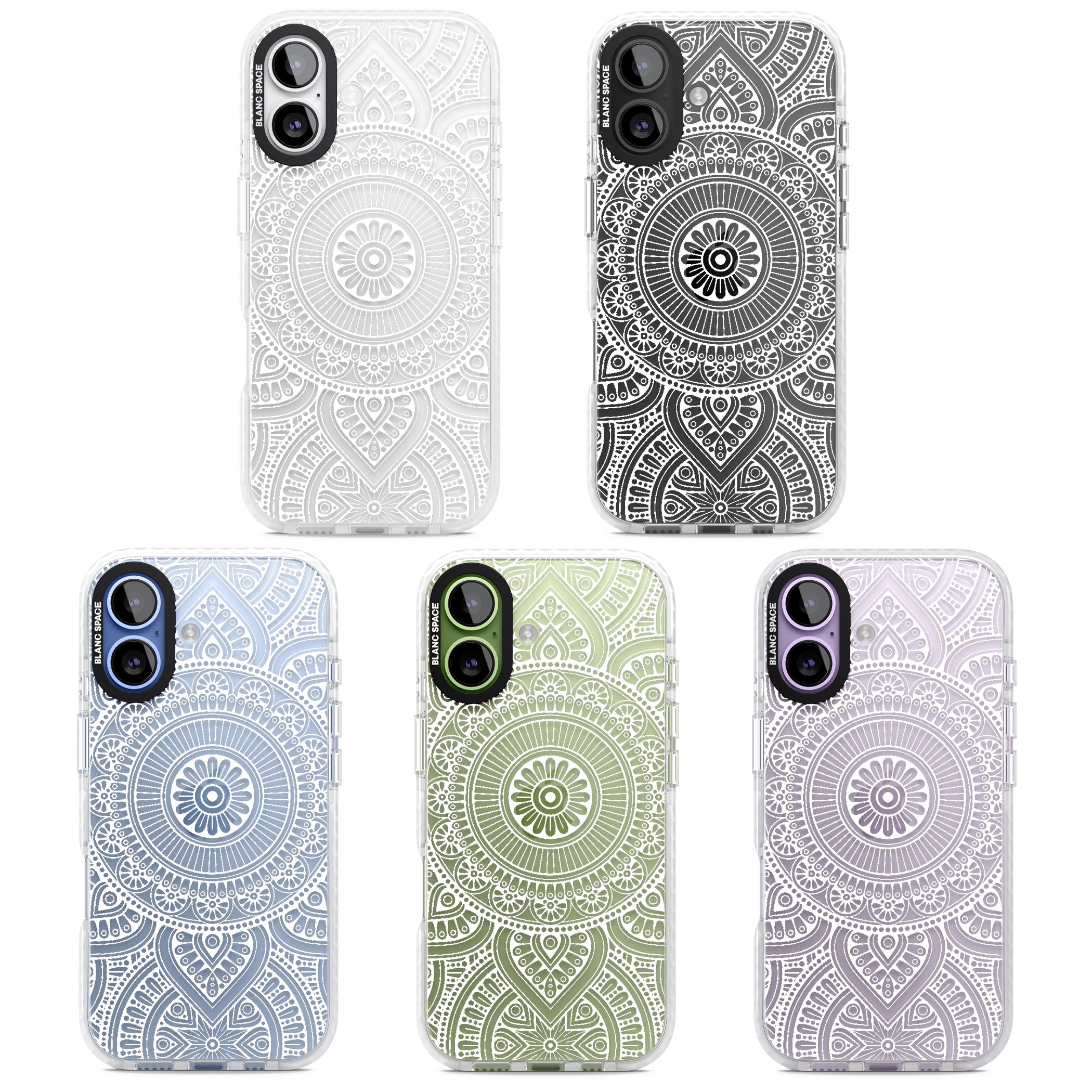 White Henna Flower Wheel iPhone 17 Impact Clear Phone Case APT Impact Protection