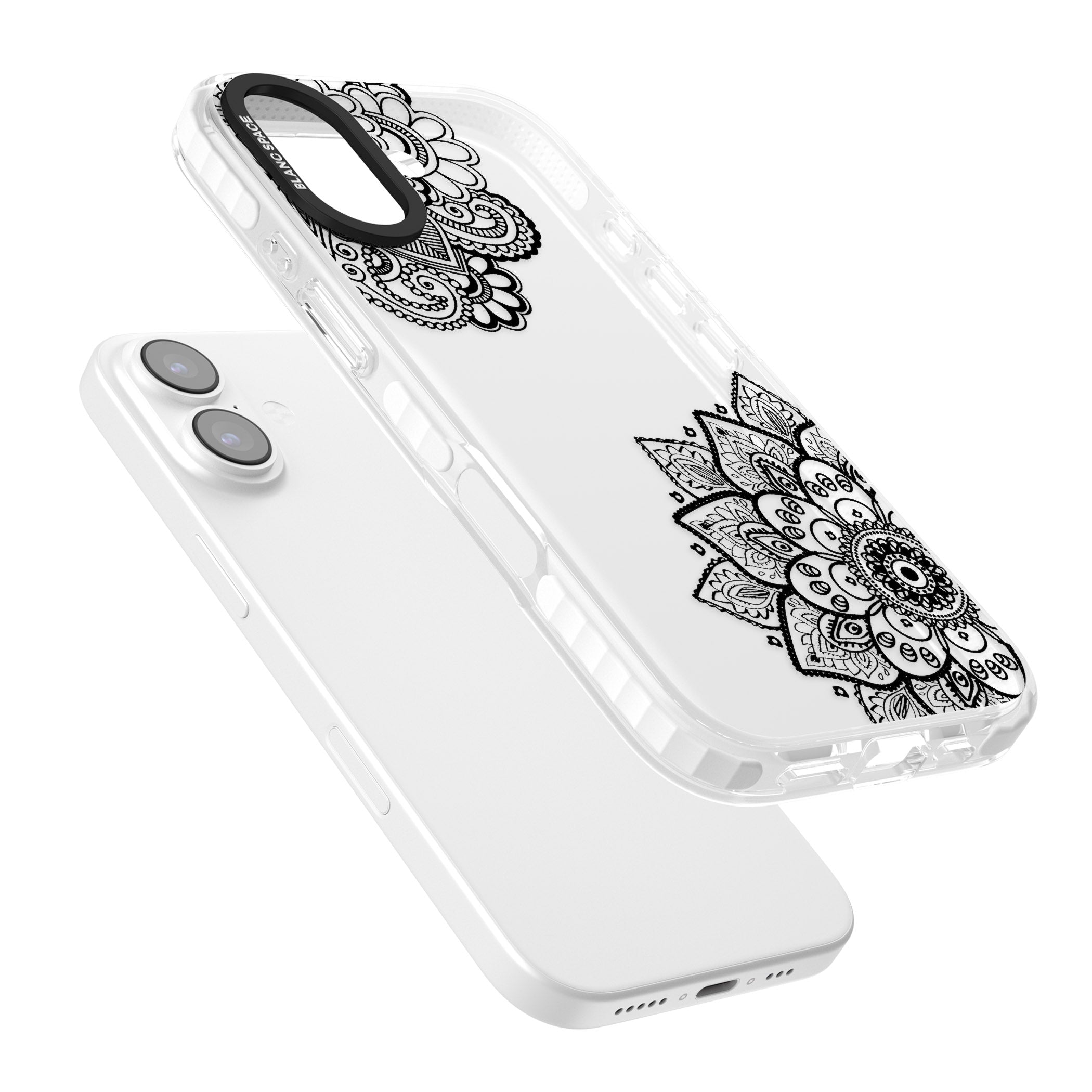 Black Henna Florals iPhone 17 Impact Clear Phone Case Colours