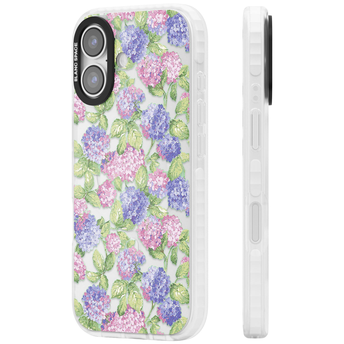 Cottage Hydrangea iPhone 16 / iPhone 16 Plus / iPhone 17 Impact Clear Phone Case side