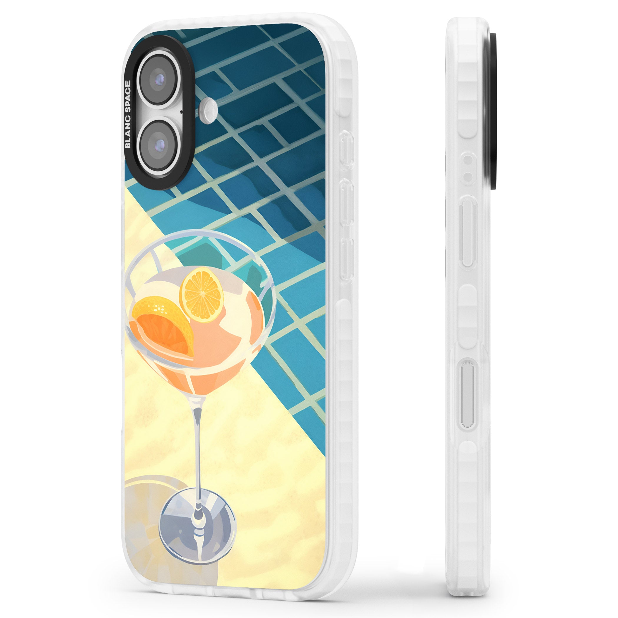 Poolside Citrus Cocktail iPhone 17 Impact Clear Phone Case Side Profile