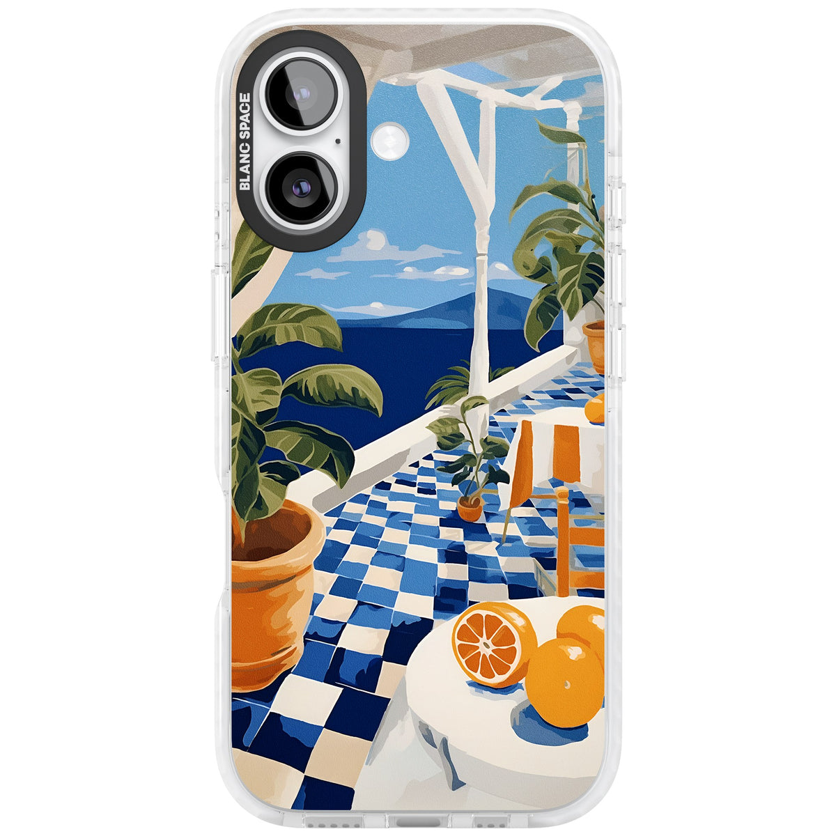 Greek Balcony iPhone 16 / iPhone 16 Plus / iPhone 17 Impact Clear Phone Case front